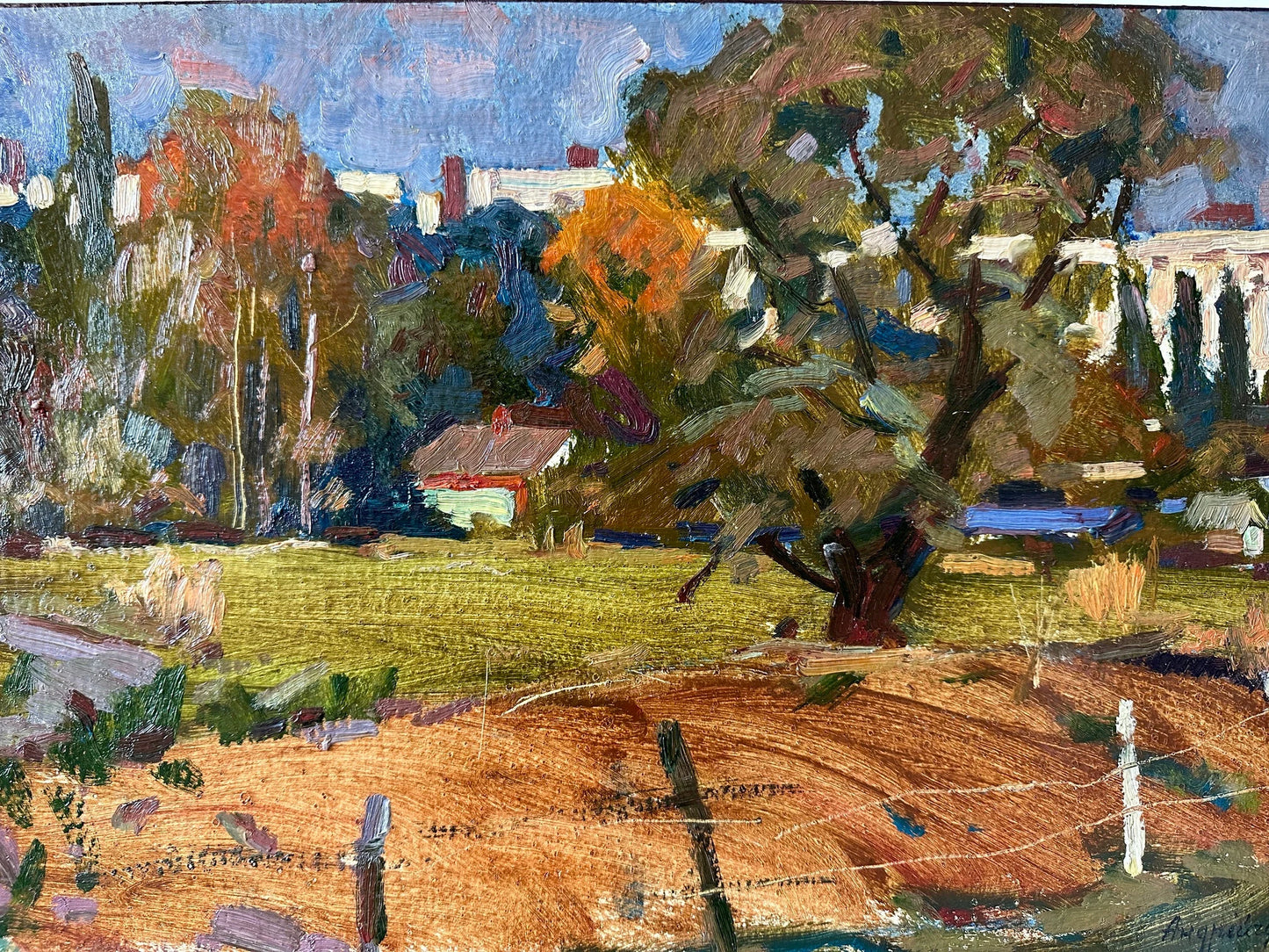 Original painting, ukrainian painting, vintage, wall art, impressionism, landscape, Autumn day, artist M. Andriychuk