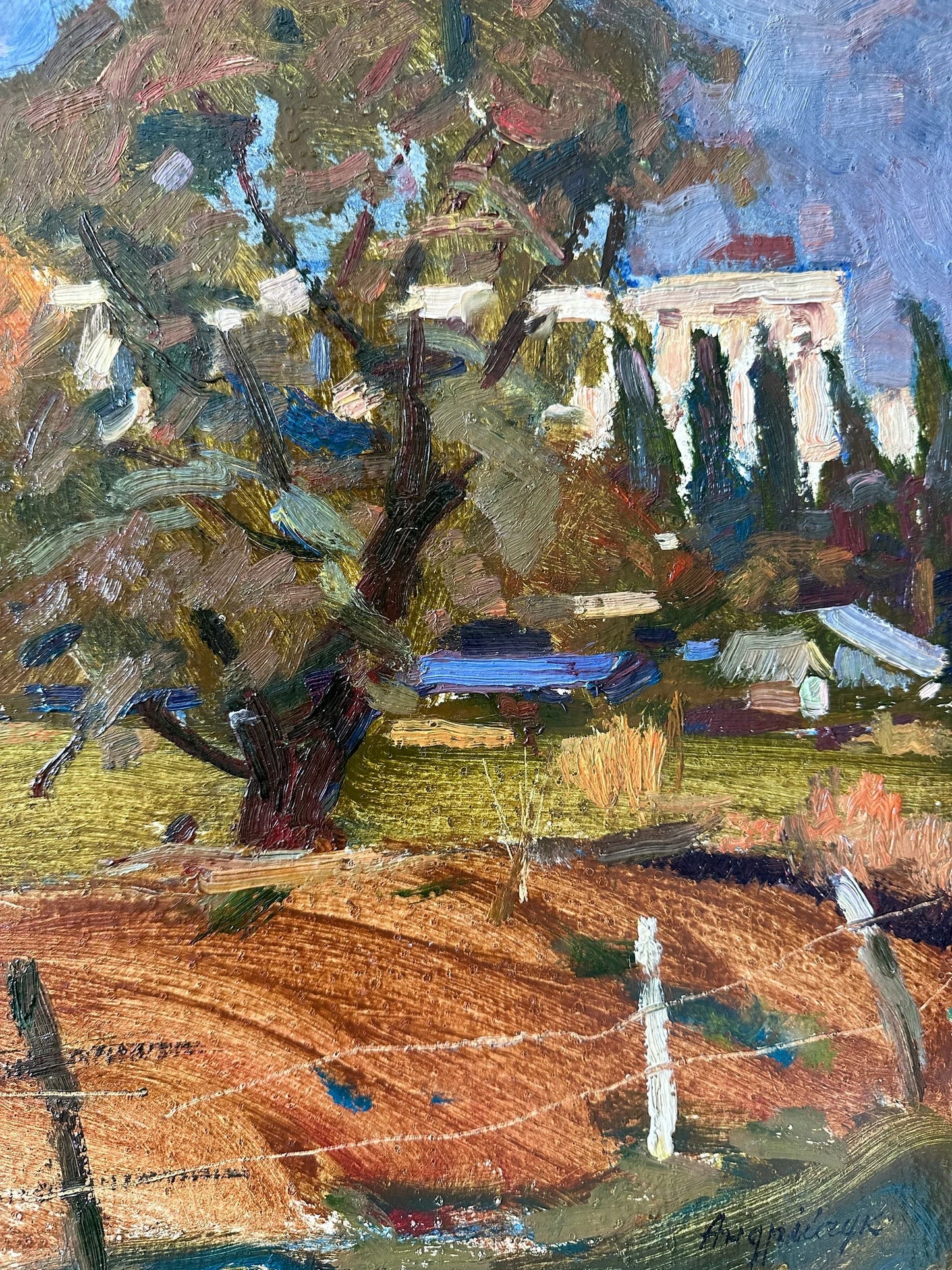 Original painting, ukrainian painting, vintage, wall art, impressionism, landscape, Autumn day, artist M. Andriychuk