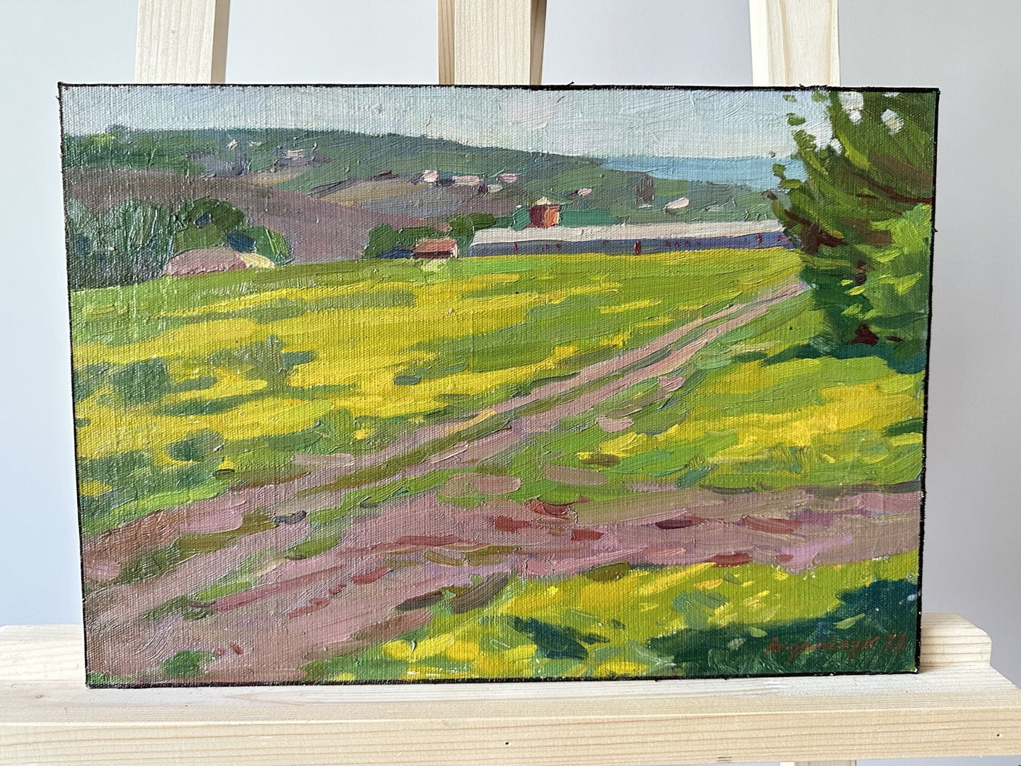 Original painting, ukrainian painting, vintage, wall art, impressionism, landscape, Sunny day, artist M. Andriychuk