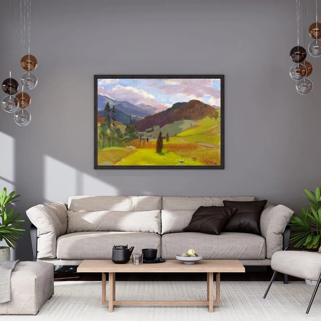 VINTAGE ORIGINAL PAINTING, oil painting, ukrainian painting, impressionism, landscape, Mountains, artist K. Yakubek