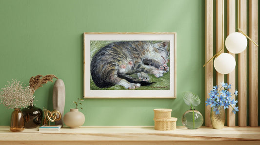 Original painting, gift, ukrainian painting, vintage, wall painting, animals, cat, sweet dream, artist N. Chernyakhovskaya