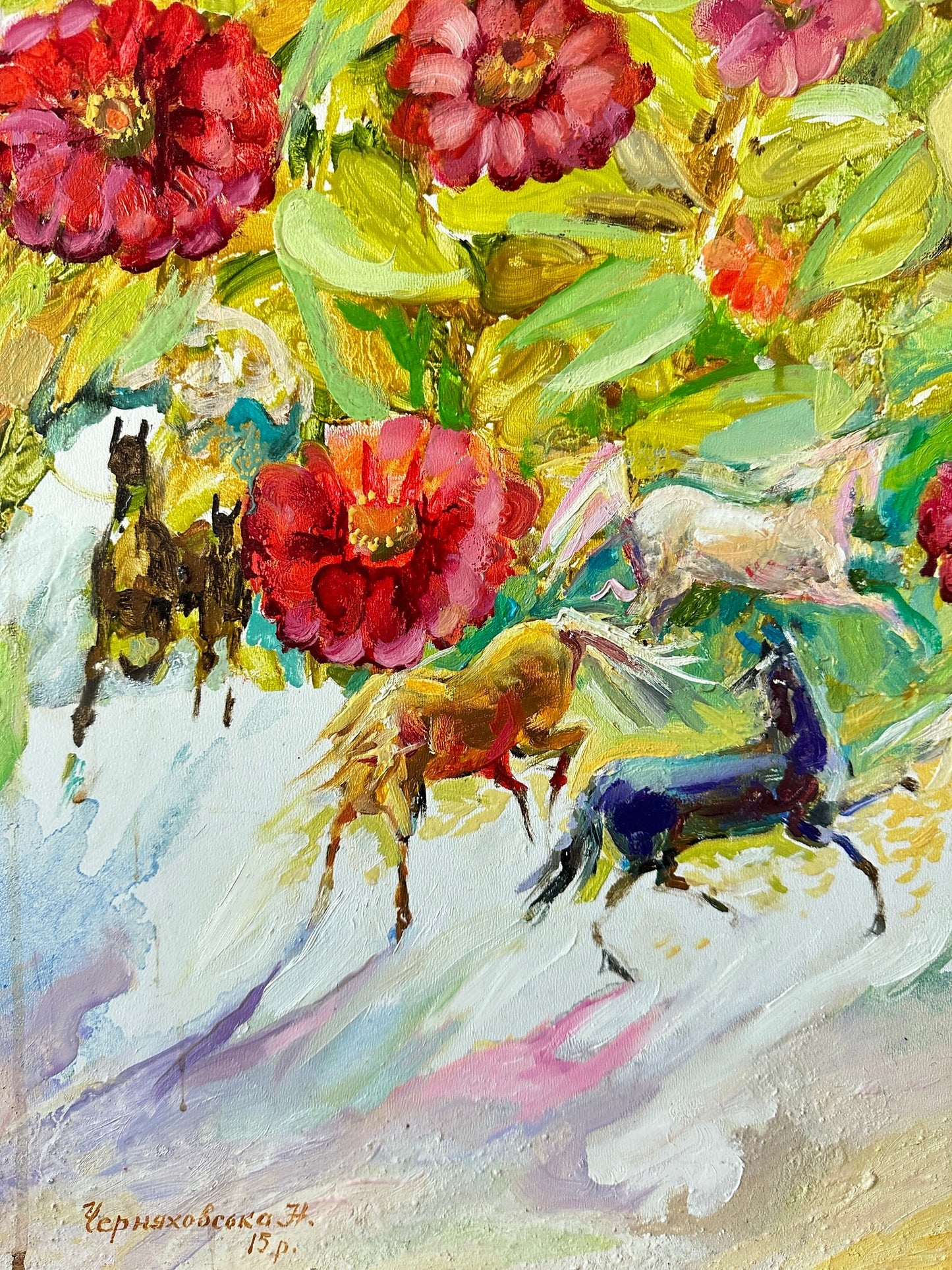 Original painting, gift, ukrainian painting, wall painting, animals, flower painting, landscape, flower dream, artist N. Chernyakhovskaya