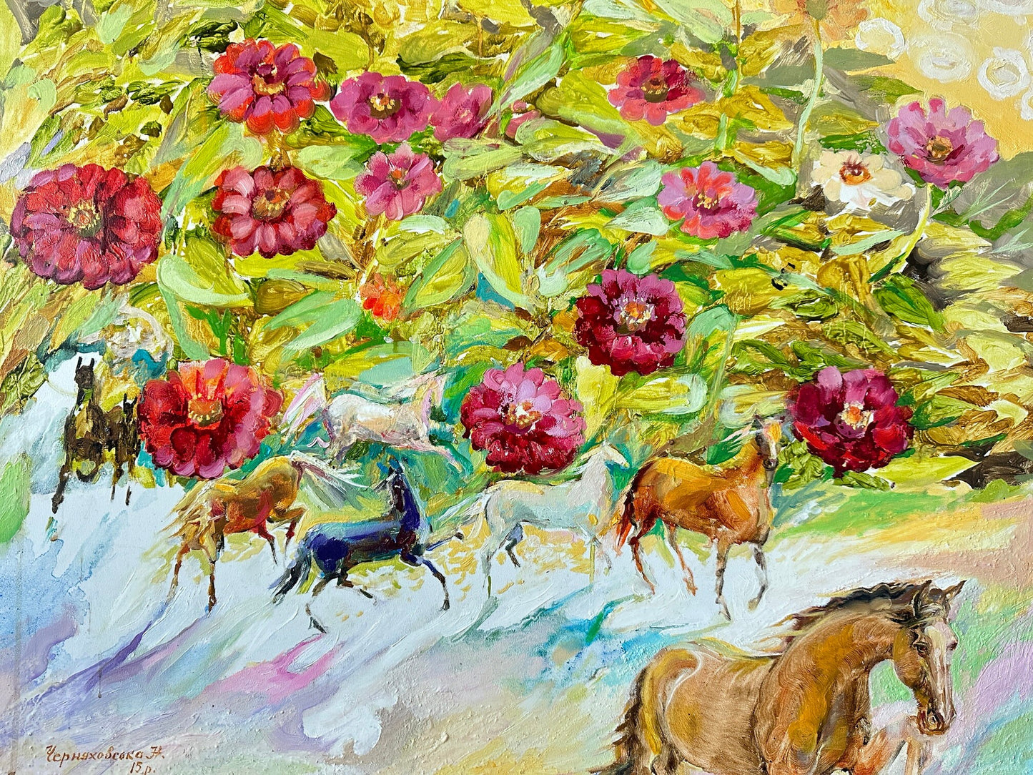 Original painting, gift, ukrainian painting, wall painting, animals, flower painting, landscape, flower dream, artist N. Chernyakhovskaya