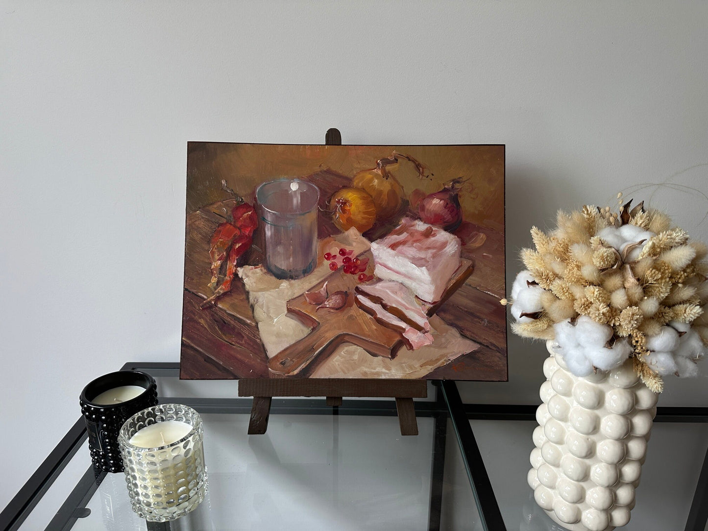 Original painting, gift for her, handmade painting, wall painting, still life, Dinner on the table, artist Y. Suprunchuk