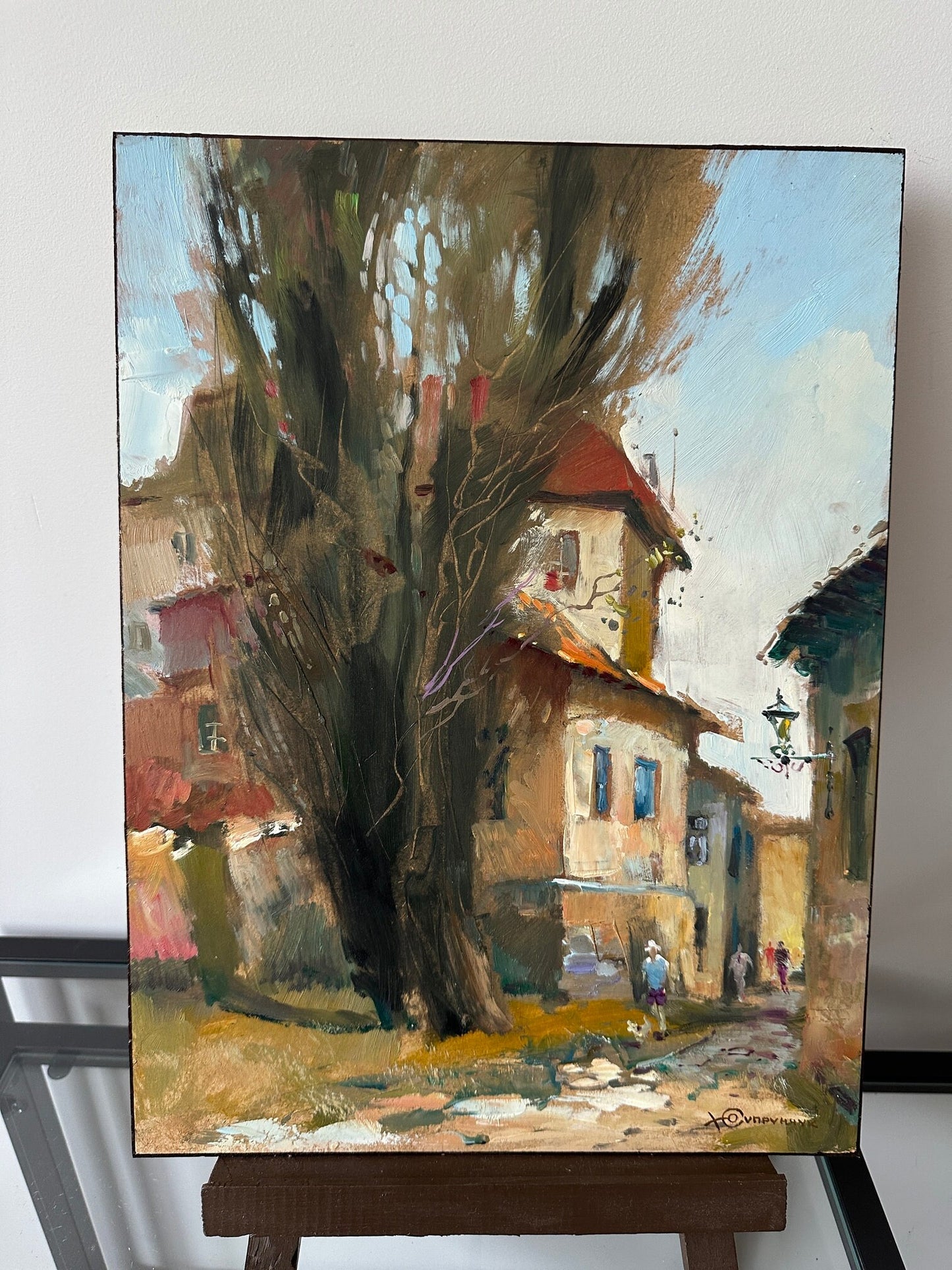 Original oil painting, gift for her, ukrainian painting, vintage, wall art, landscape, Autumn day, artist Y. Suprunchuk