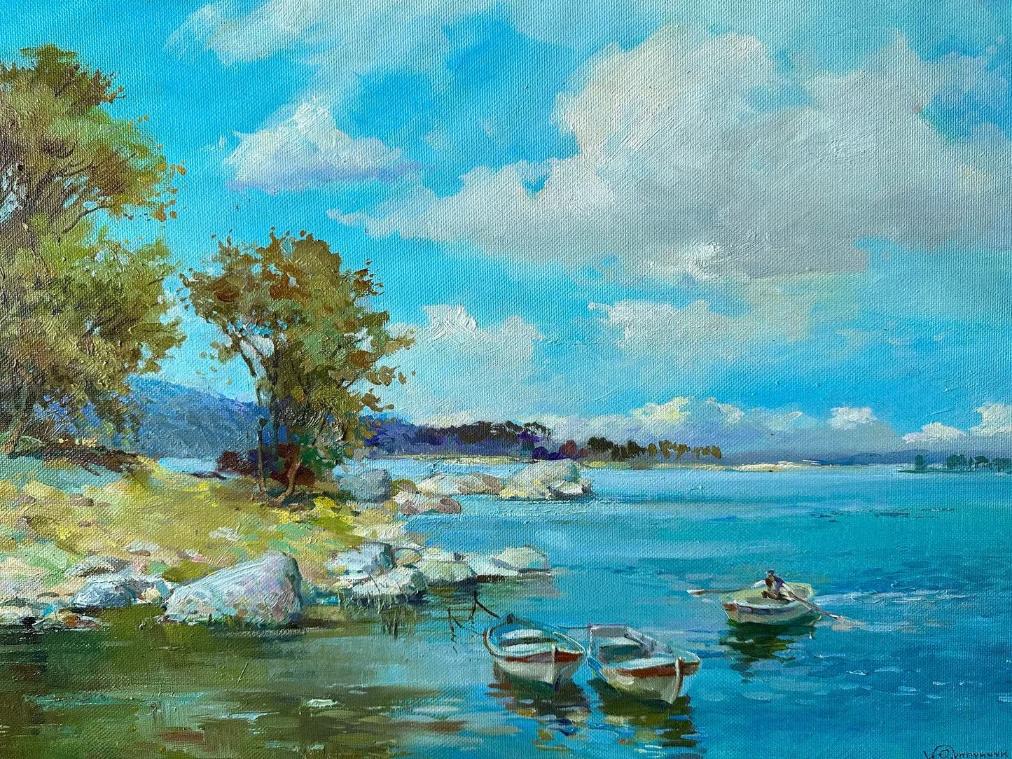 ORIGINAL PAINTING, vintage oil painting, modern painting, oil painting, impressionism, landscape, Summer day, Y. Suprunchuk