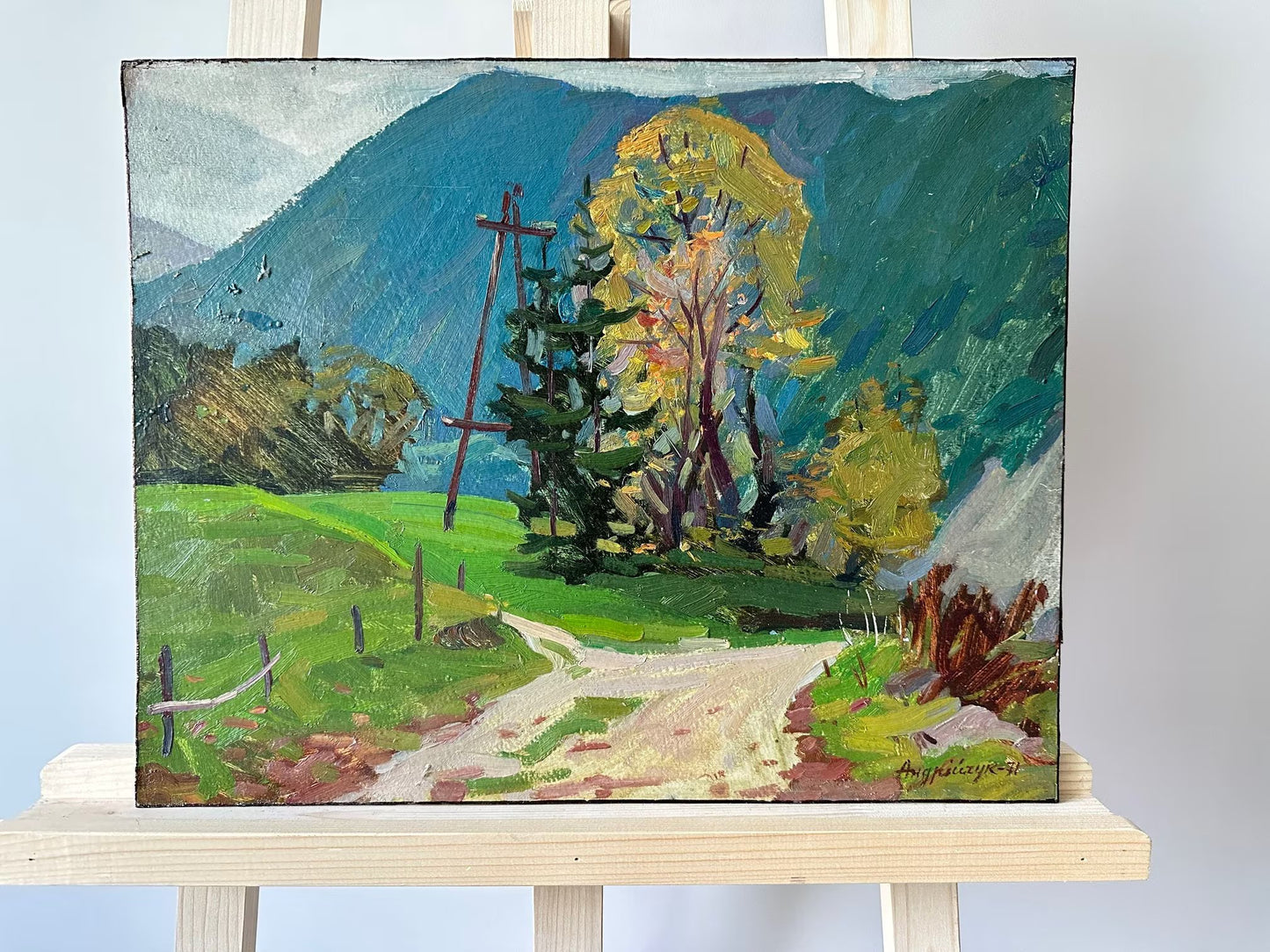 Original painting, ukrainian painting, vintage, wall art, impressionism, landscape, Summer day, artist M. Andriychuk