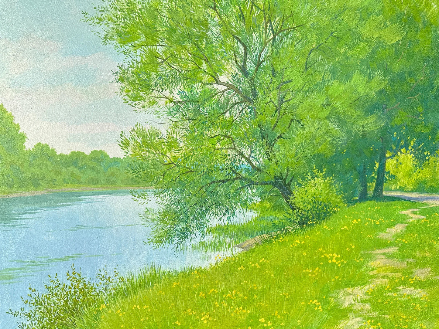 VINTAGE ORIGINAL PAINTING, oil painting, ukrainian painting, impressionism, landscape, Summer day, artist V. Savenets