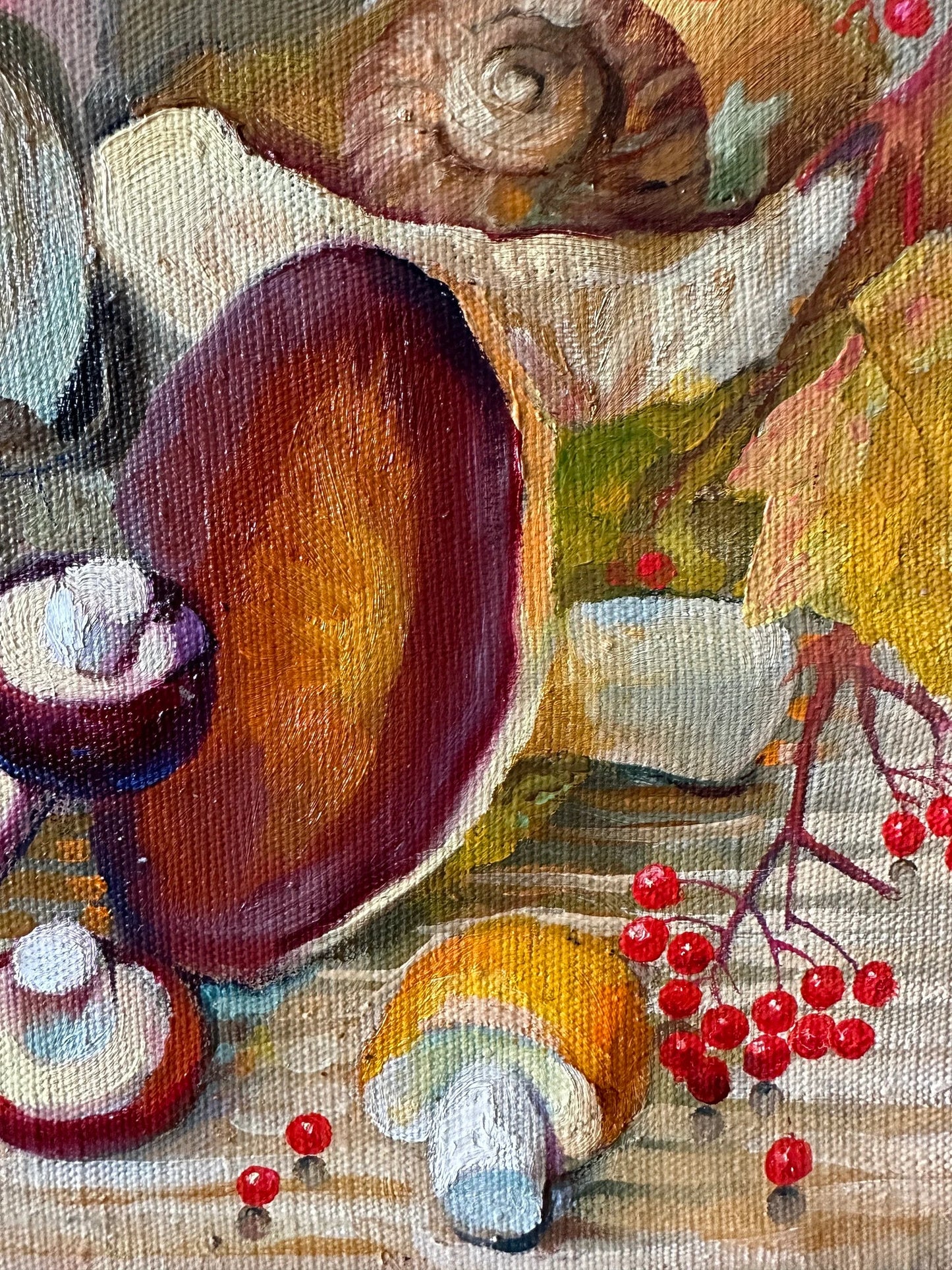 Original painting, gift, ukrainian painting, wall painting, landscape, still life, Basket with mushrooms, artist N. Chernyakhovskaya