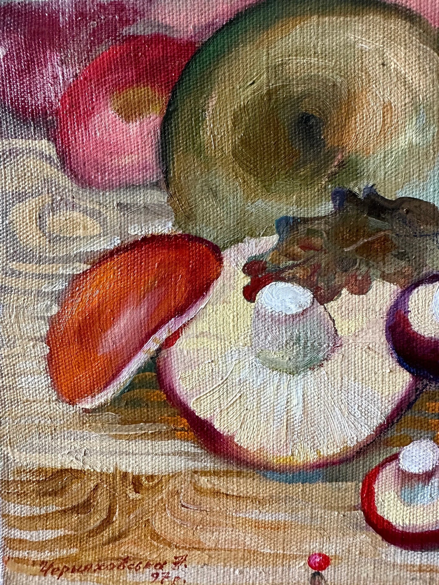 Original painting, gift, ukrainian painting, wall painting, landscape, still life, Basket with mushrooms, artist N. Chernyakhovskaya