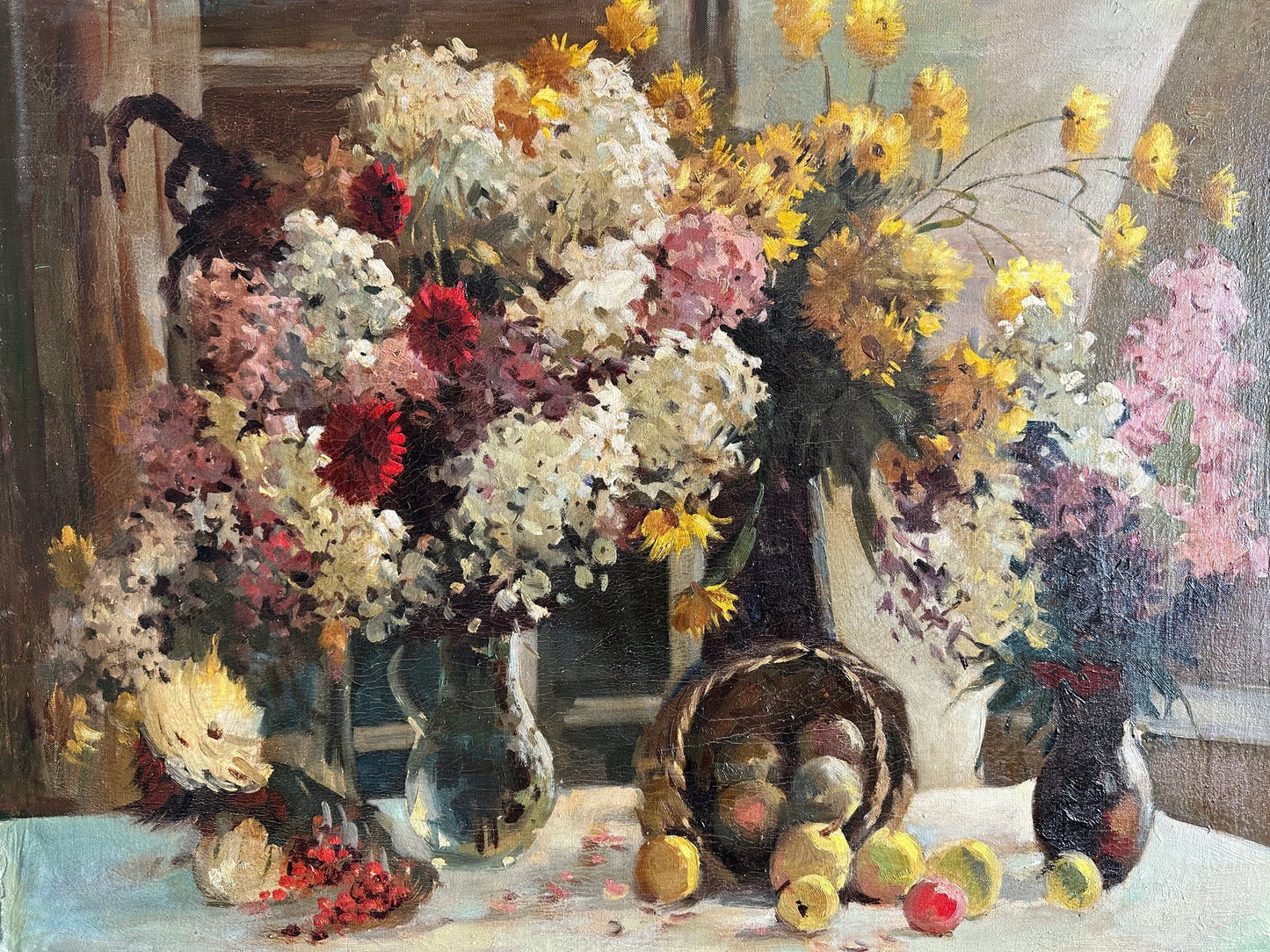 VINTAGE ORIGINAL PAINTING, oil painting, vintage realism, modern painting, impressionism, still life, Summer flowers