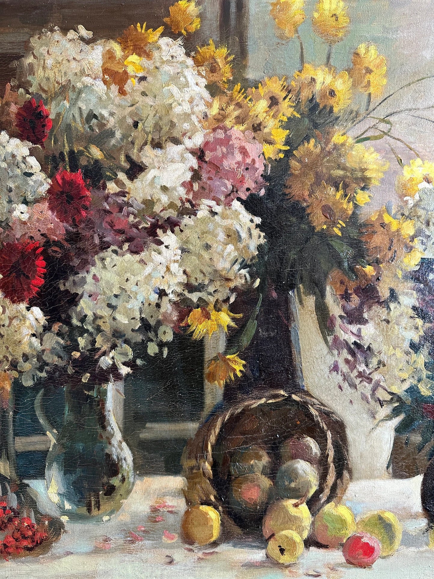 VINTAGE ORIGINAL PAINTING, oil painting, vintage realism, modern painting, impressionism, still life, Summer flowers