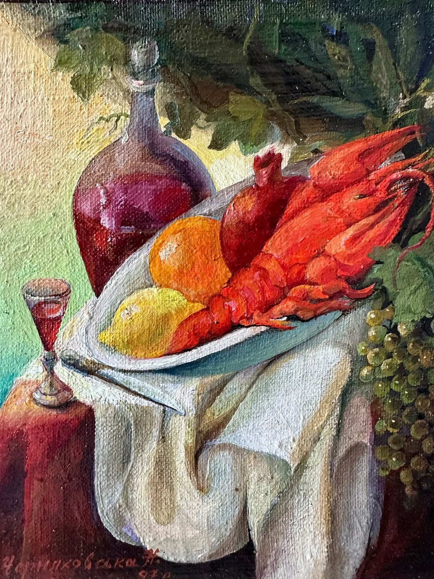 Original painting, gift, ukrainian painting, wall painting, landscape, still life, On the table, Lunch, artist N. Chernyakhovskaya