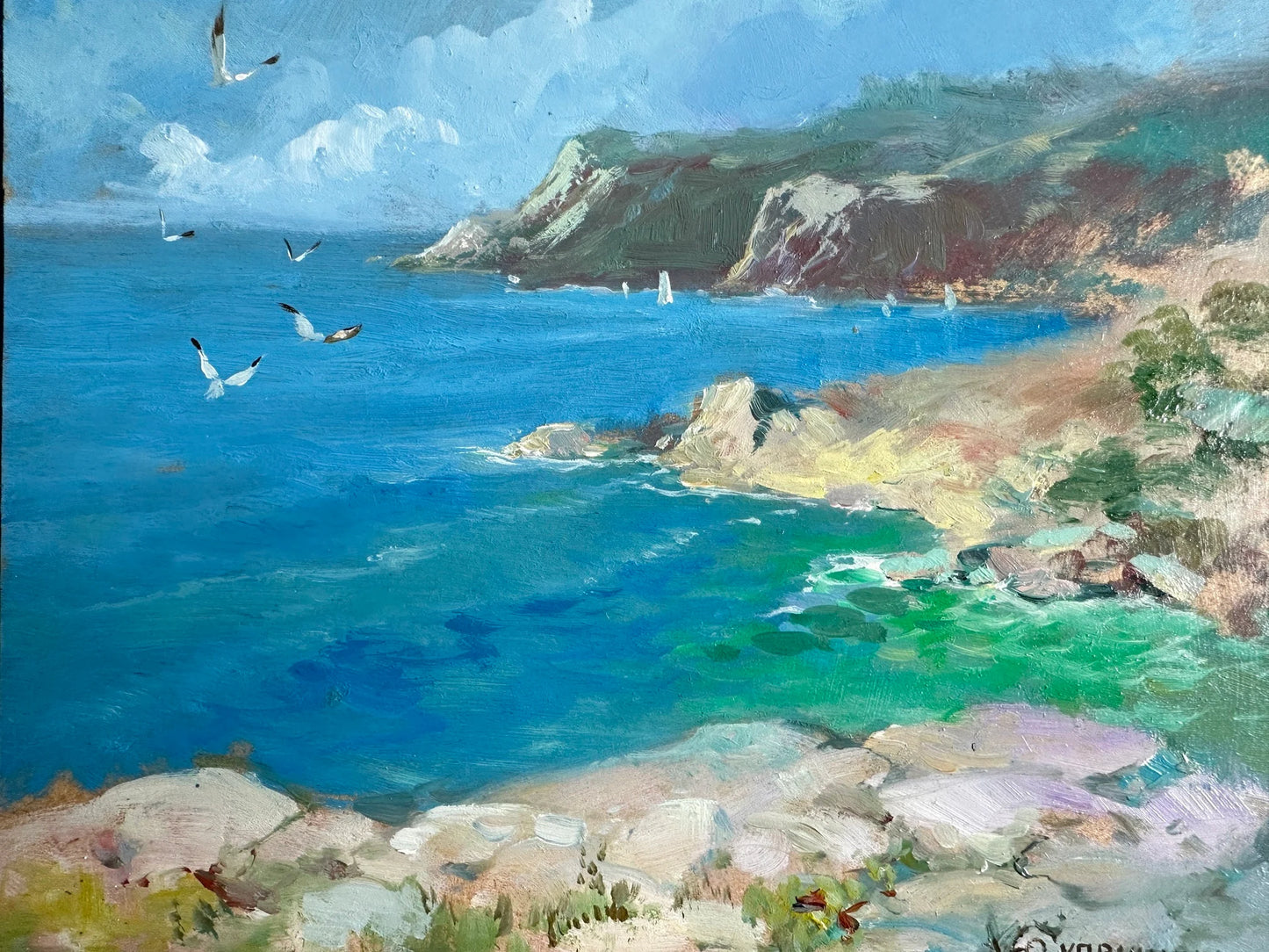 ORIGINAL PAINTING, modern painting, oil painting, impressionism, landscape, seascape, Seashore, artist Y. Suprunchuk