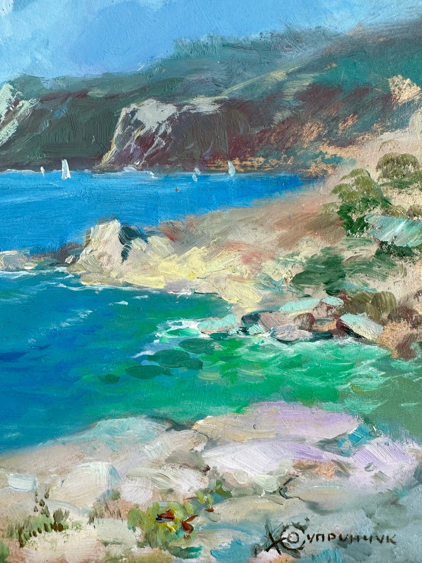 ORIGINAL PAINTING, modern painting, oil painting, impressionism, landscape, seascape, Seashore, artist Y. Suprunchuk