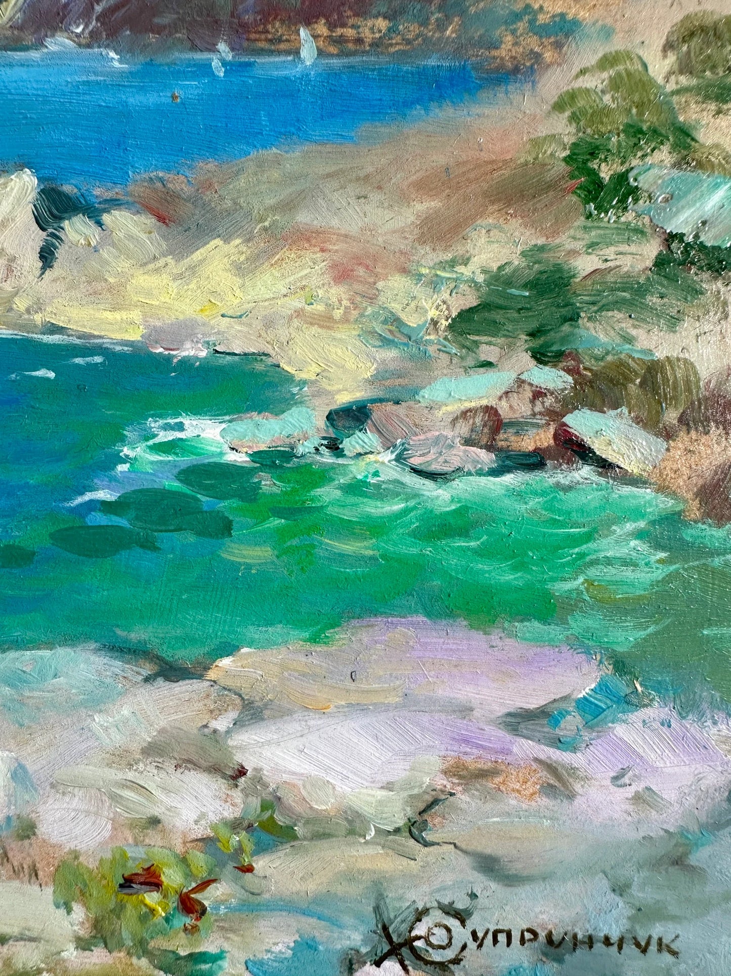 ORIGINAL PAINTING, modern painting, oil painting, impressionism, landscape, seascape, Seashore, artist Y. Suprunchuk