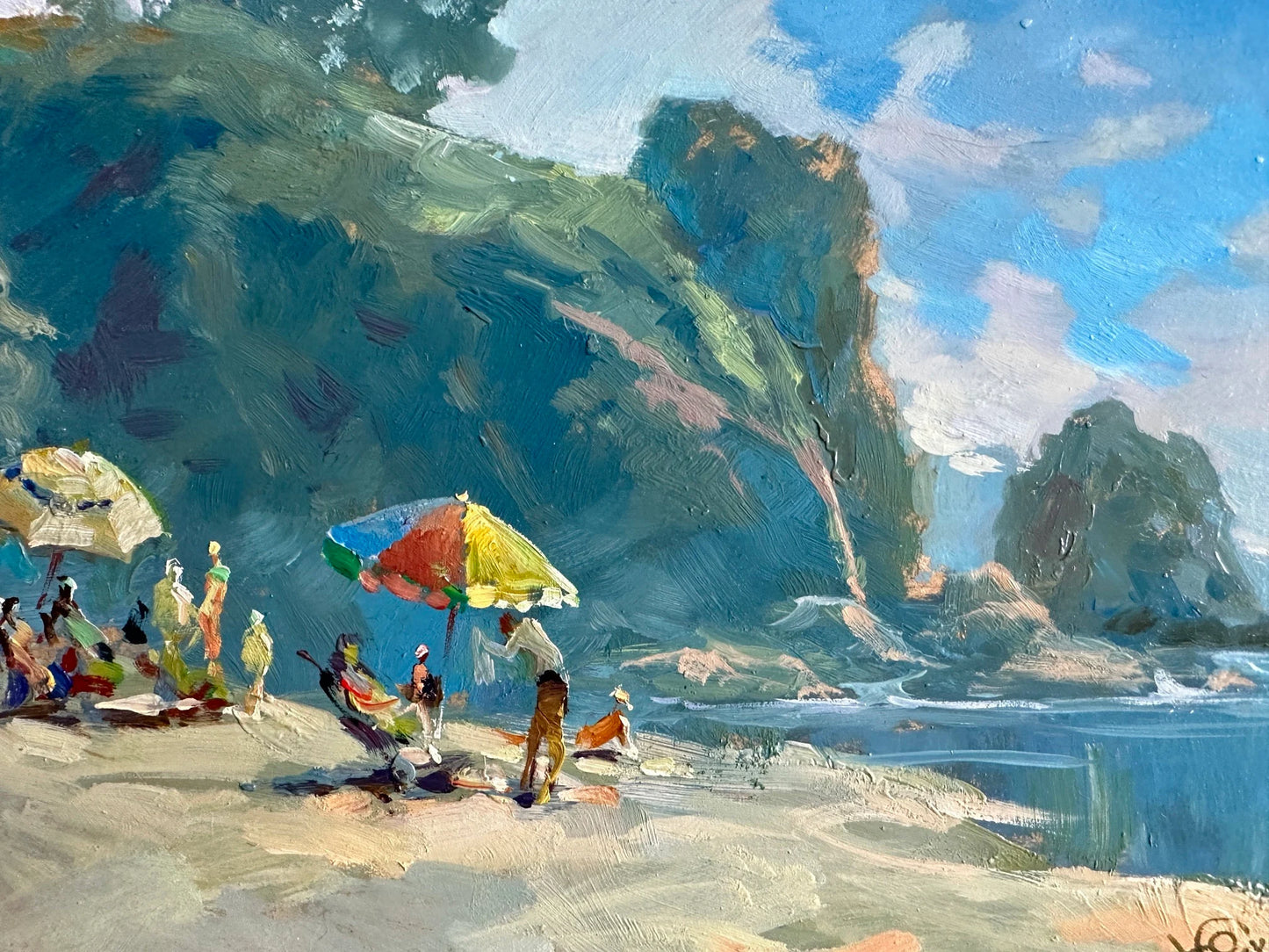 ORIGINAL PAINTING, modern painting, oil painting, impressionism, landscape, seascape, Rest on the beach, artist Yu. Suprunchuk