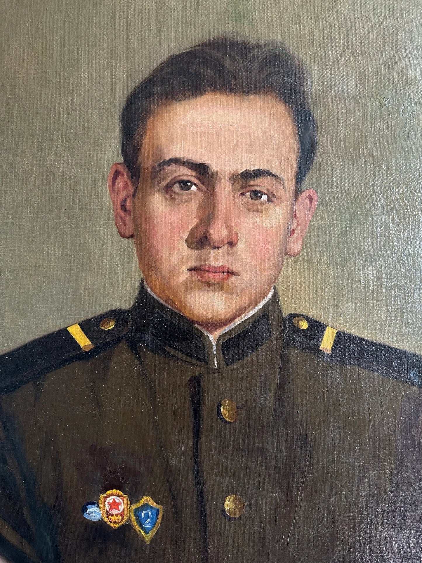 Original oil painting, gift, ukrainian painting, wall art, socialist realism, portrait, Military, Corporal, artist V. Petukhov