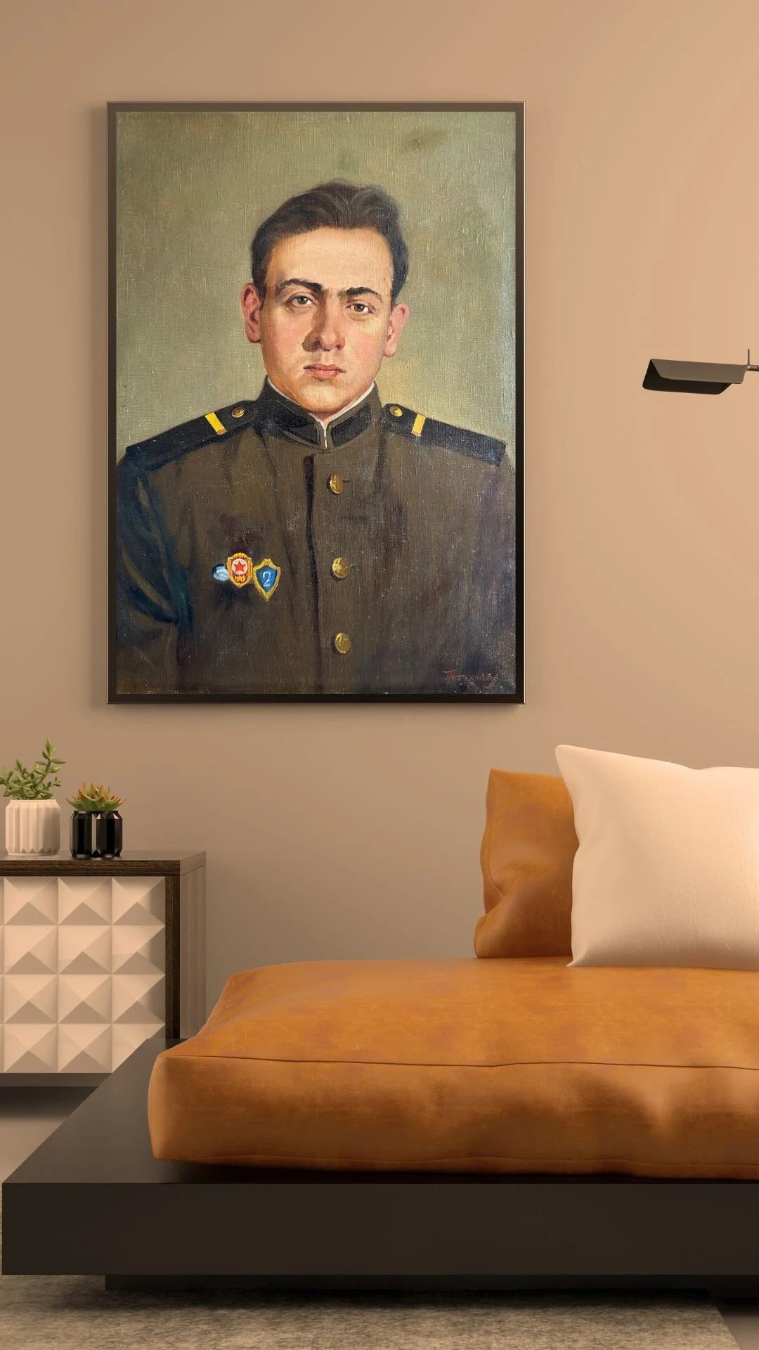 Original oil painting, gift, ukrainian painting, wall art, socialist realism, portrait, Military, Corporal, artist V. Petukhov