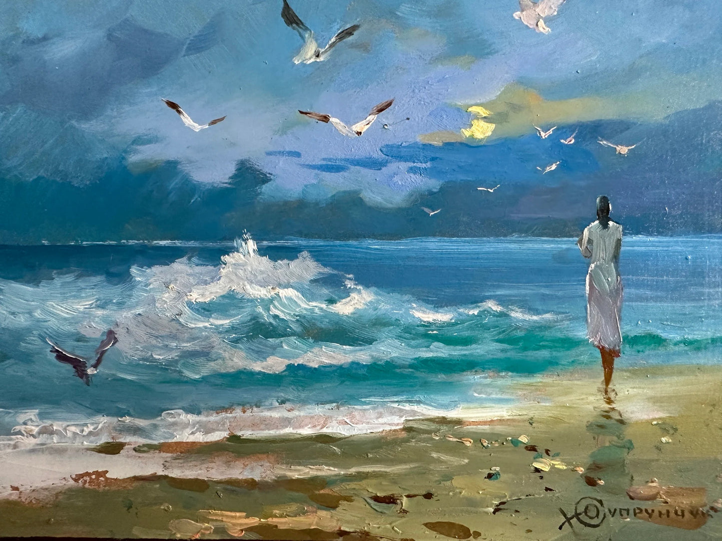 ORIGINAL PAINTING, modern painting, oil painting, impressionism, landscape, seascape, On the seashore,  artist Y. Suprunchuk