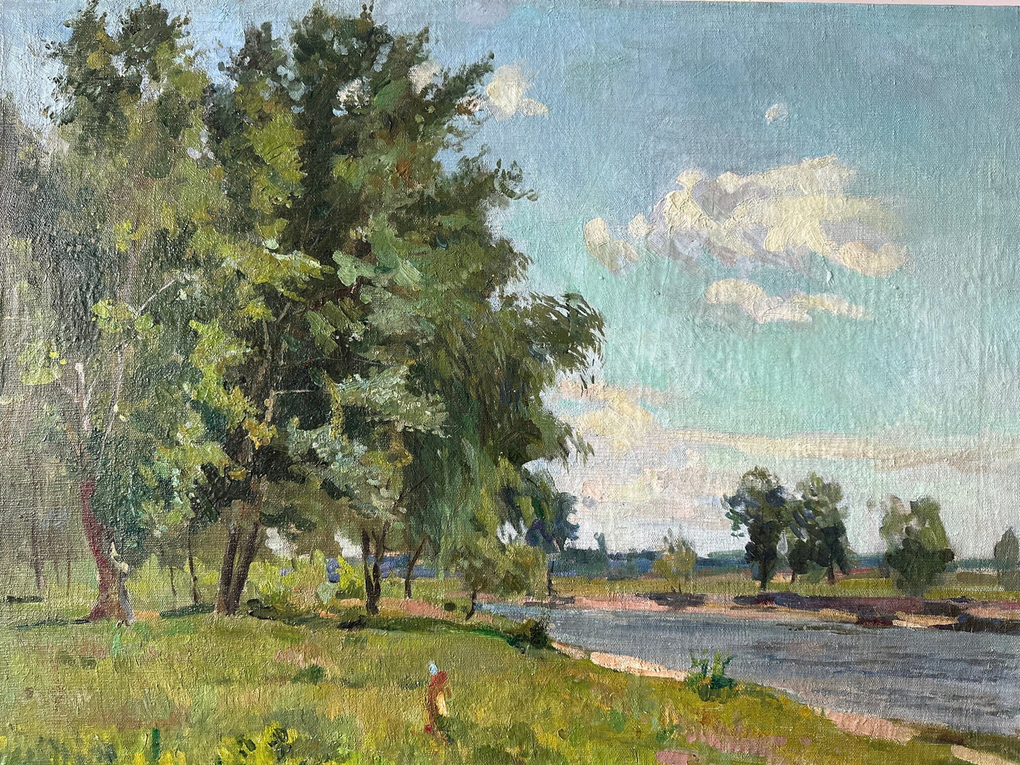 VINTAGE ORIGINAL PAINTING, oil painting, vintage realism, ukrainian painting, impressionism, landscape, Summer day, artist M. Kogan-Shatz