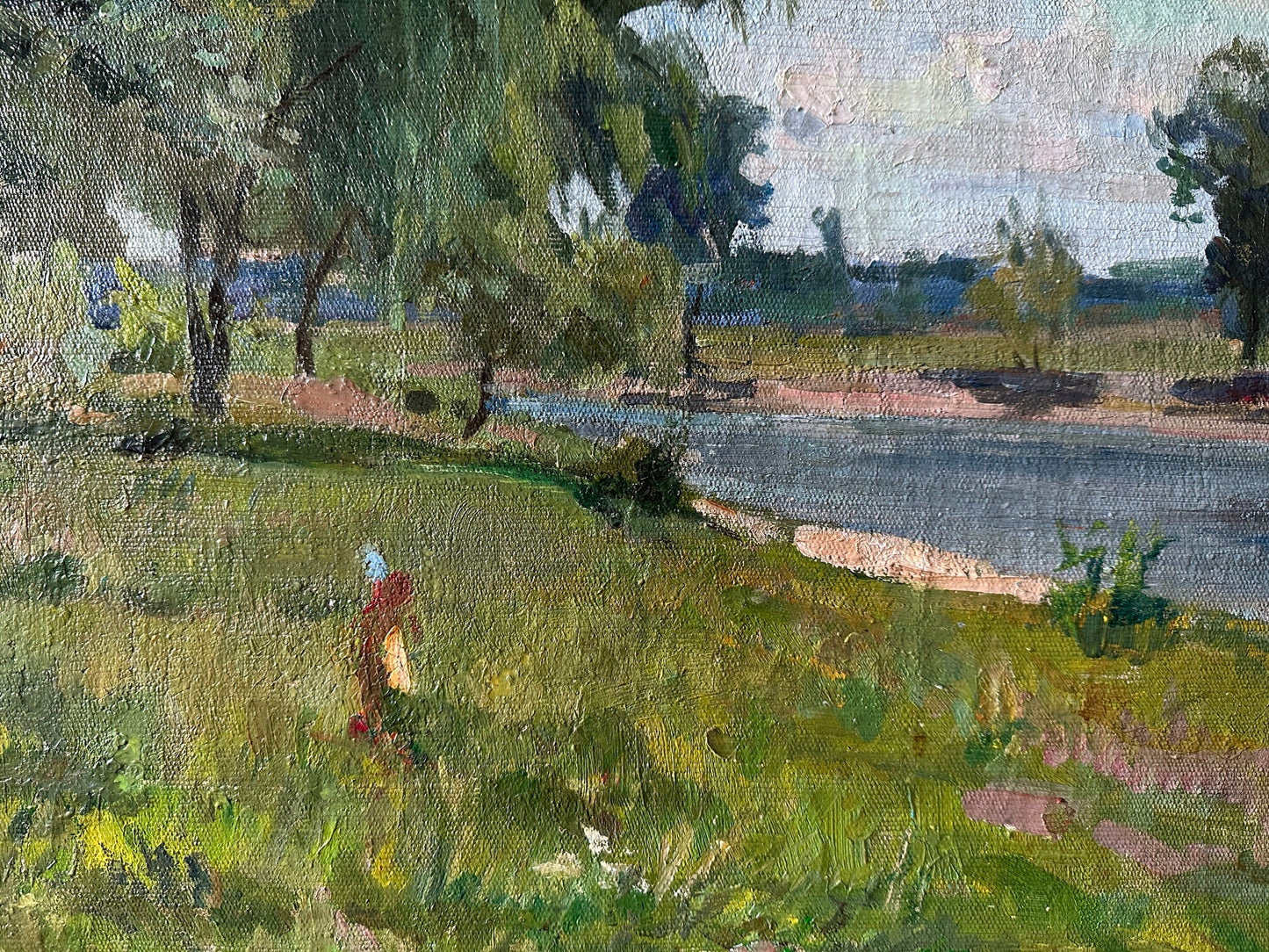 VINTAGE ORIGINAL PAINTING, oil painting, vintage realism, ukrainian painting, impressionism, landscape, Summer day, artist M. Kogan-Shatz