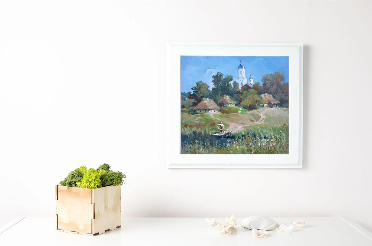 ORIGINAL PAINTING, vintage realism, modern painting, impressionism, landscape, The path to the church,  artist Y. Suprunchuk