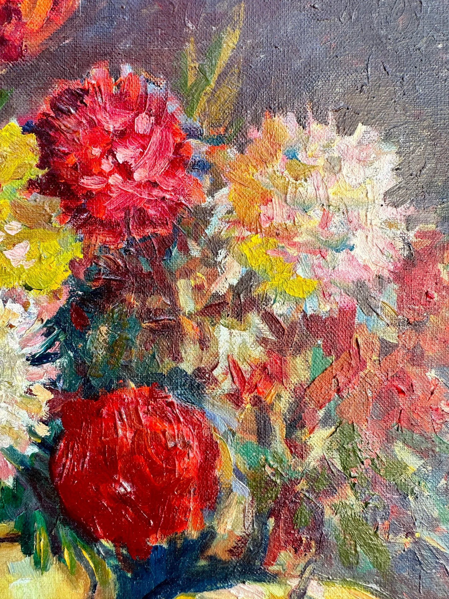 VINTAGE ORIGINAL PAINTING, oil painting, vintage realism, modern painting, still life, Autumn flowers, artist G. Zorya