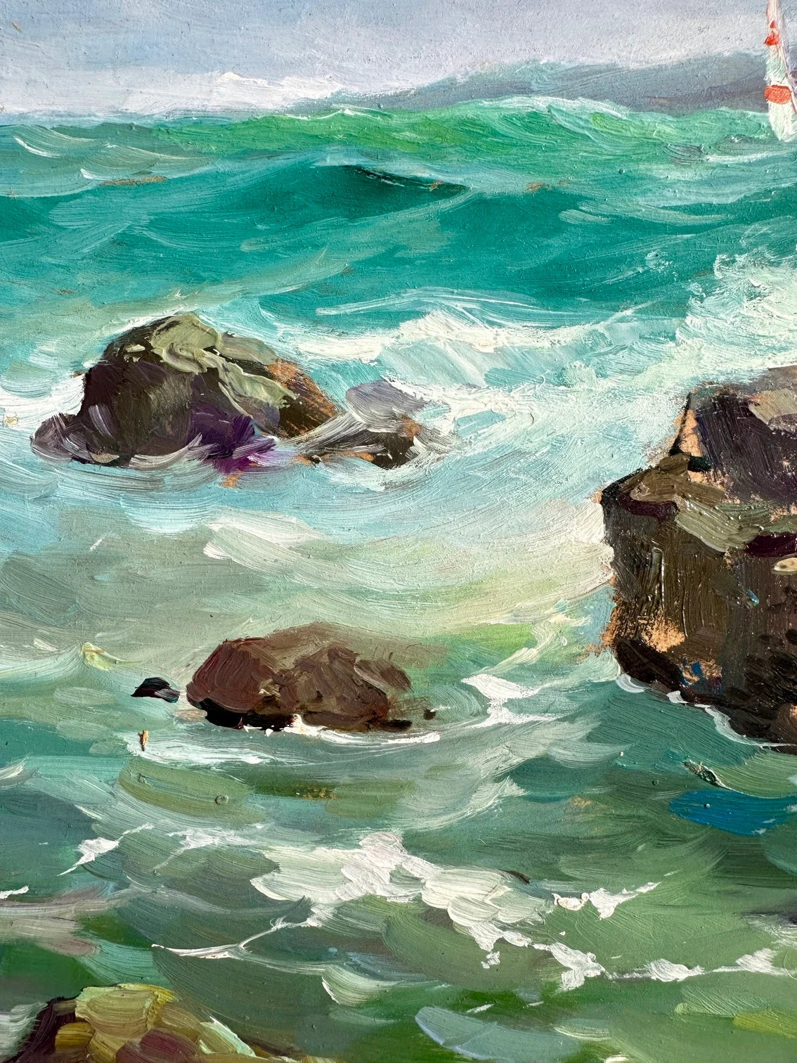 ORIGINAL PAINTING, modern painting, oil painting, impressionism, landscape, seascape, On the seashore,  artist Y. Suprunchuk