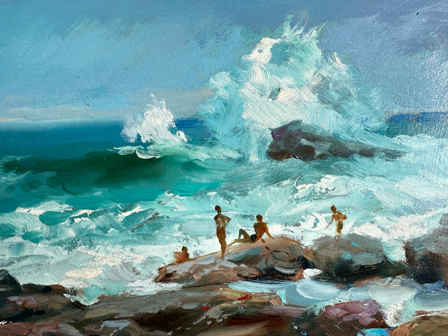 ORIGINAL PAINTING, modern painting, oil painting, impressionism, landscape, seascape, On the seashore,  artist Y. Suprunchuk