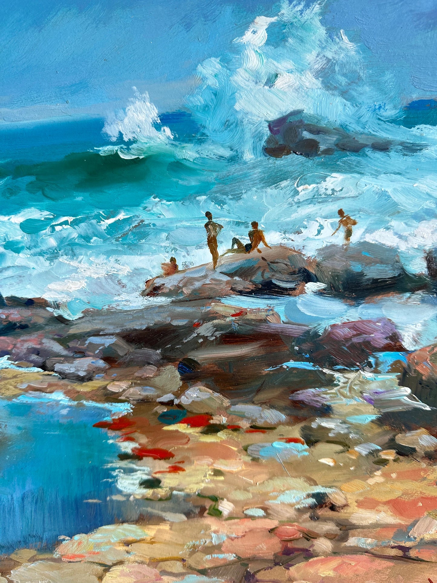 ORIGINAL PAINTING, modern painting, oil painting, impressionism, landscape, seascape, On the seashore,  artist Y. Suprunchuk