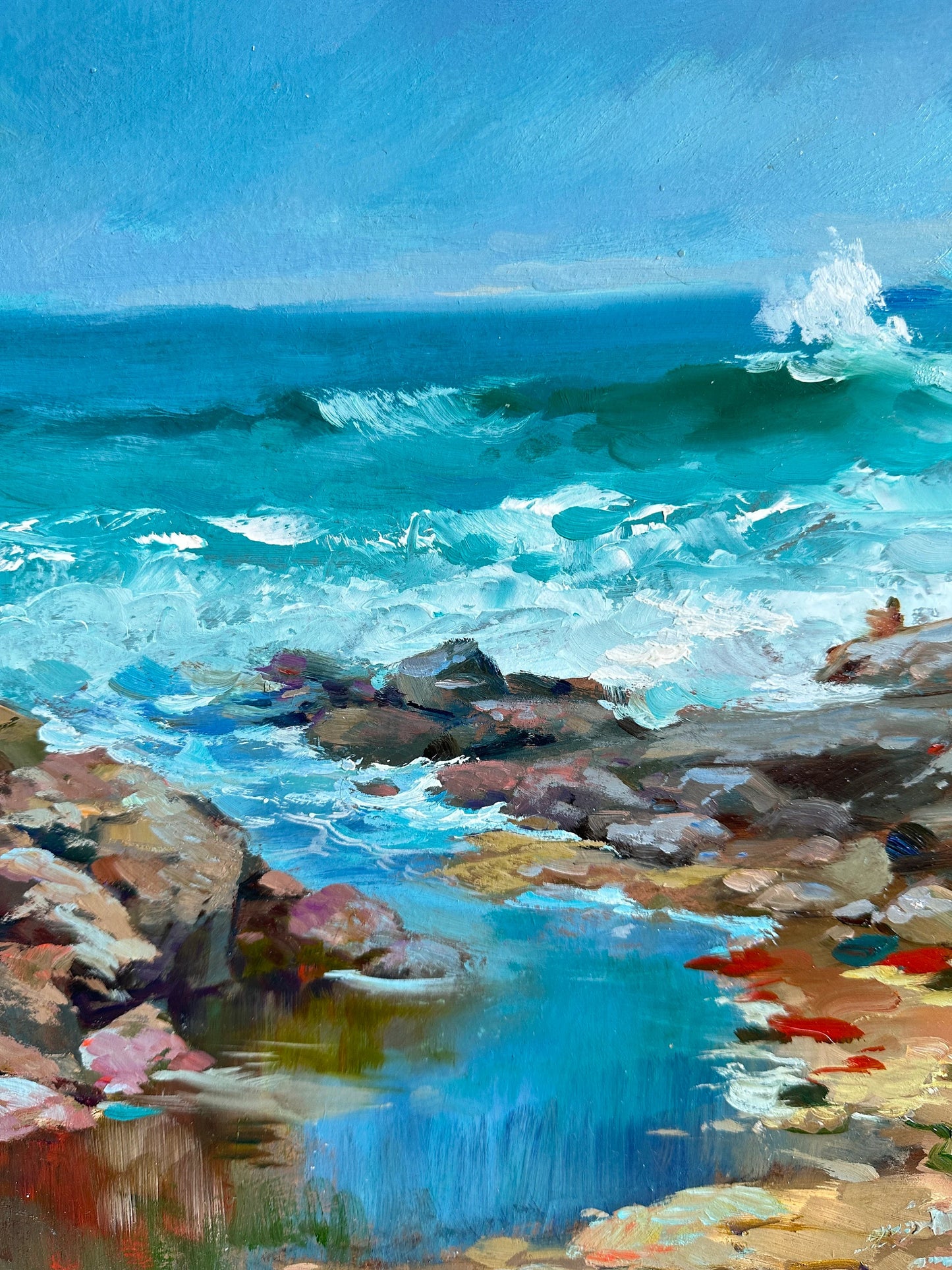 ORIGINAL PAINTING, modern painting, oil painting, impressionism, landscape, seascape, On the seashore,  artist Y. Suprunchuk