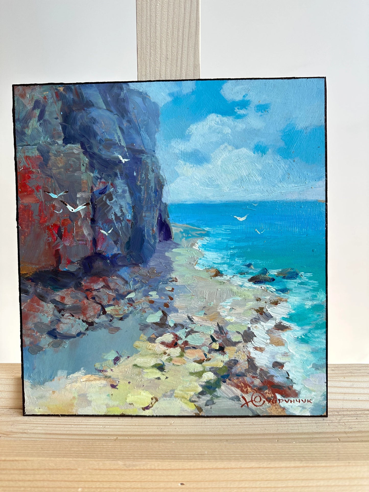 ORIGINAL PAINTING, modern painting, oil painting, impressionism, landscape, seascape, On the seashore,  artist Y. Suprunchuk