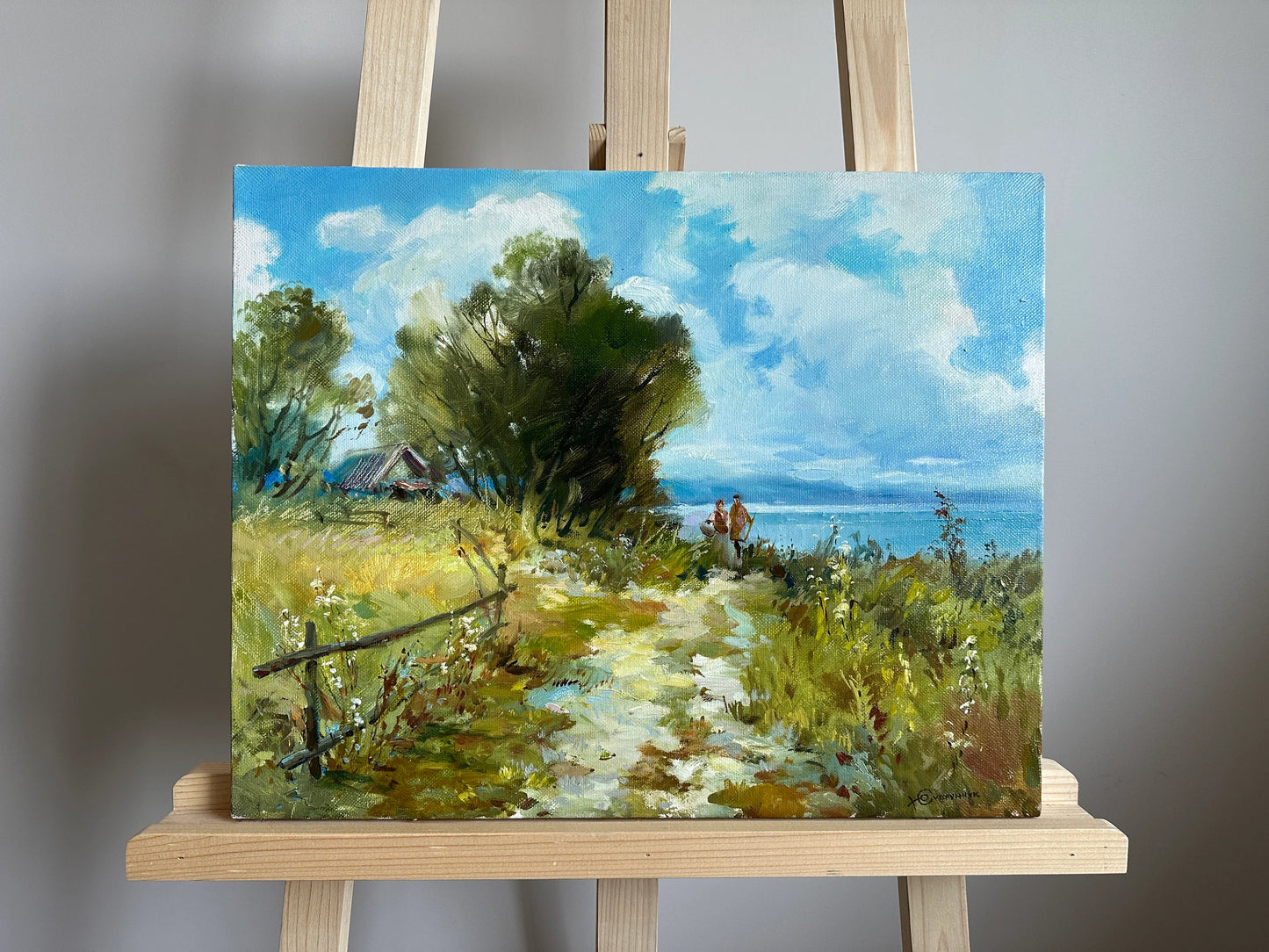 ORIGINAL PAINTING, modern painting, oil painting, landscape, impressionism, Summer, On the meadow, artist Yu. Suprunchuk