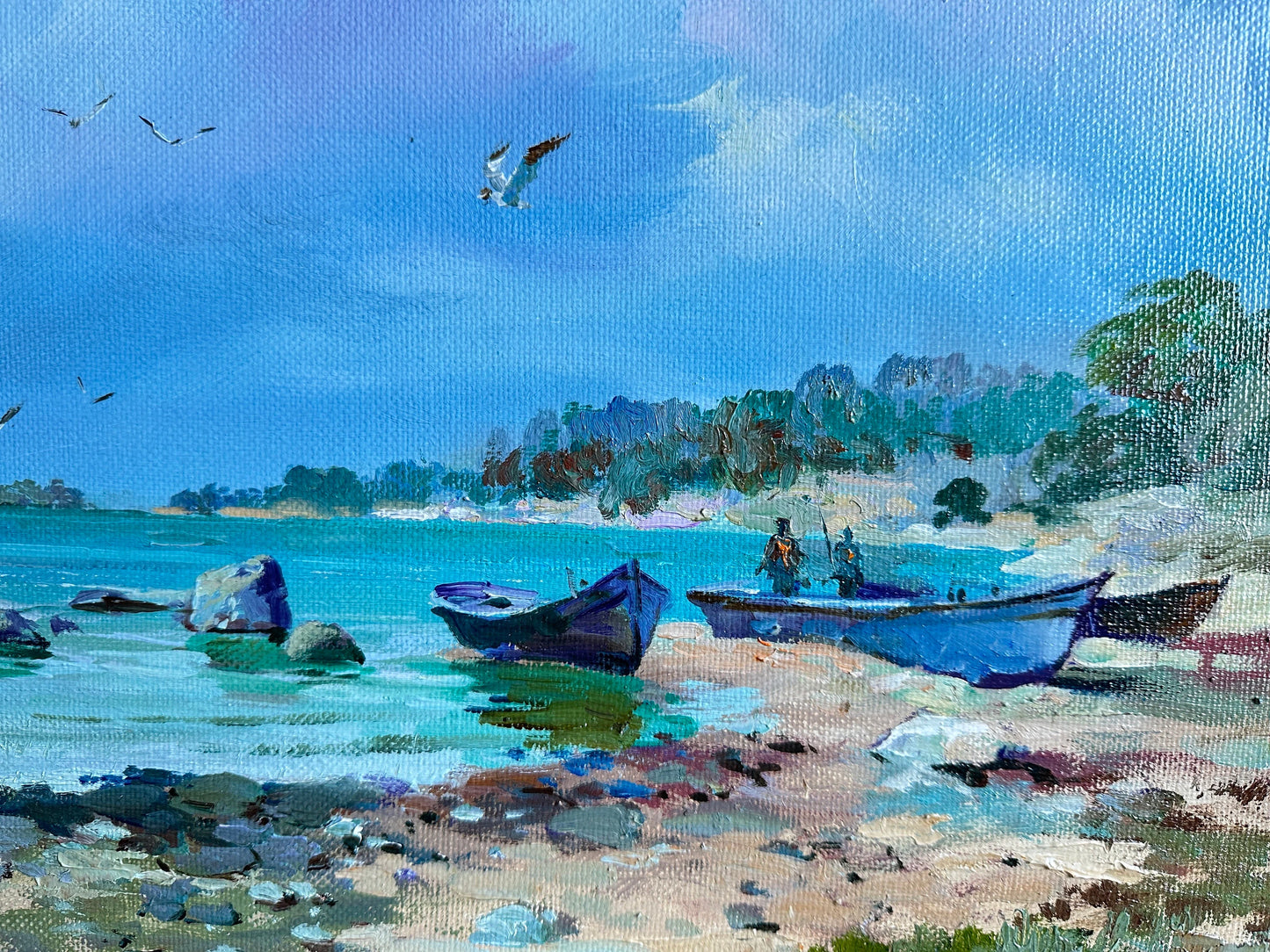 ORIGINAL PAINTING, modern painting, oil painting, impressionism, landscape, seascape, On the seashore,  artist Y. Suprunchuk