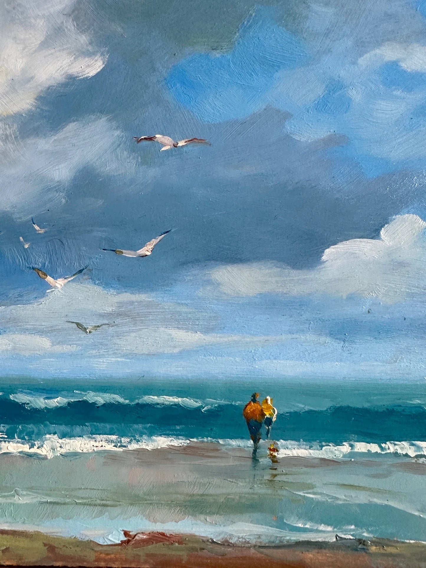 ORIGINAL PAINTING, modern painting, oil painting, impressionism, landscape, seascape, A walk along the seashore, artist Yu. Suprunchuk