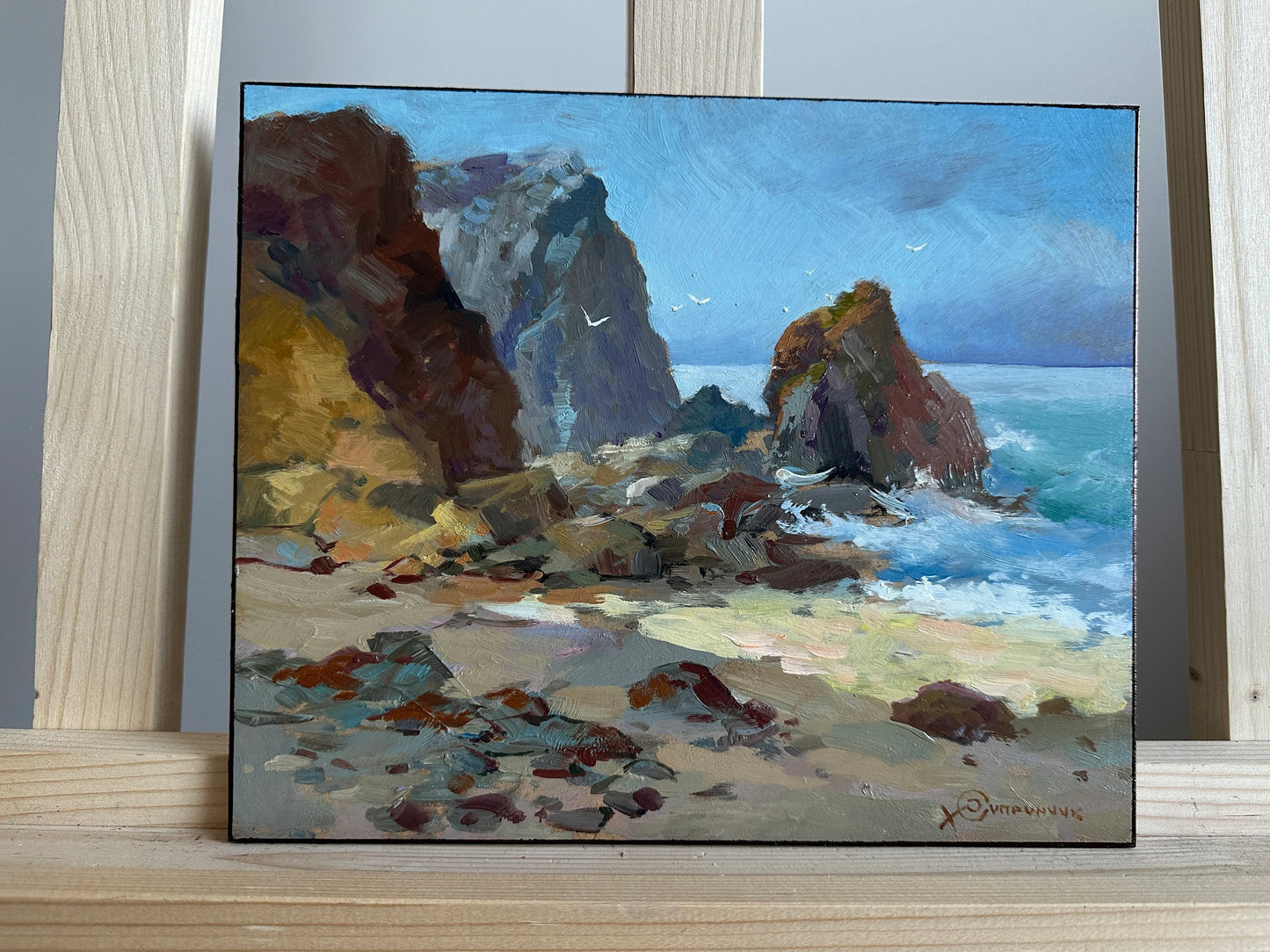 ORIGINAL PAINTING, vintage realism, modern painting, oil painting, impressionism, landscape, seascape, Seashore, artist Yu. Suprunchuk