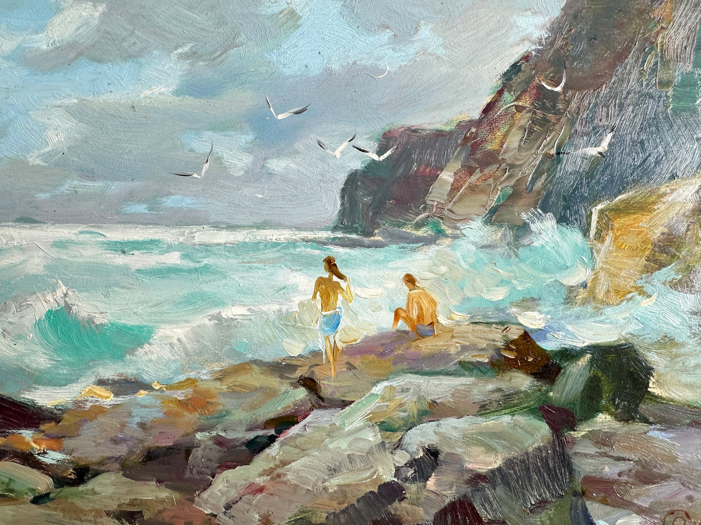 ORIGINAL PAINTING, modern painting, oil painting, impressionism, landscape, seascape, On the seashore,  artist Y. Suprunchuk