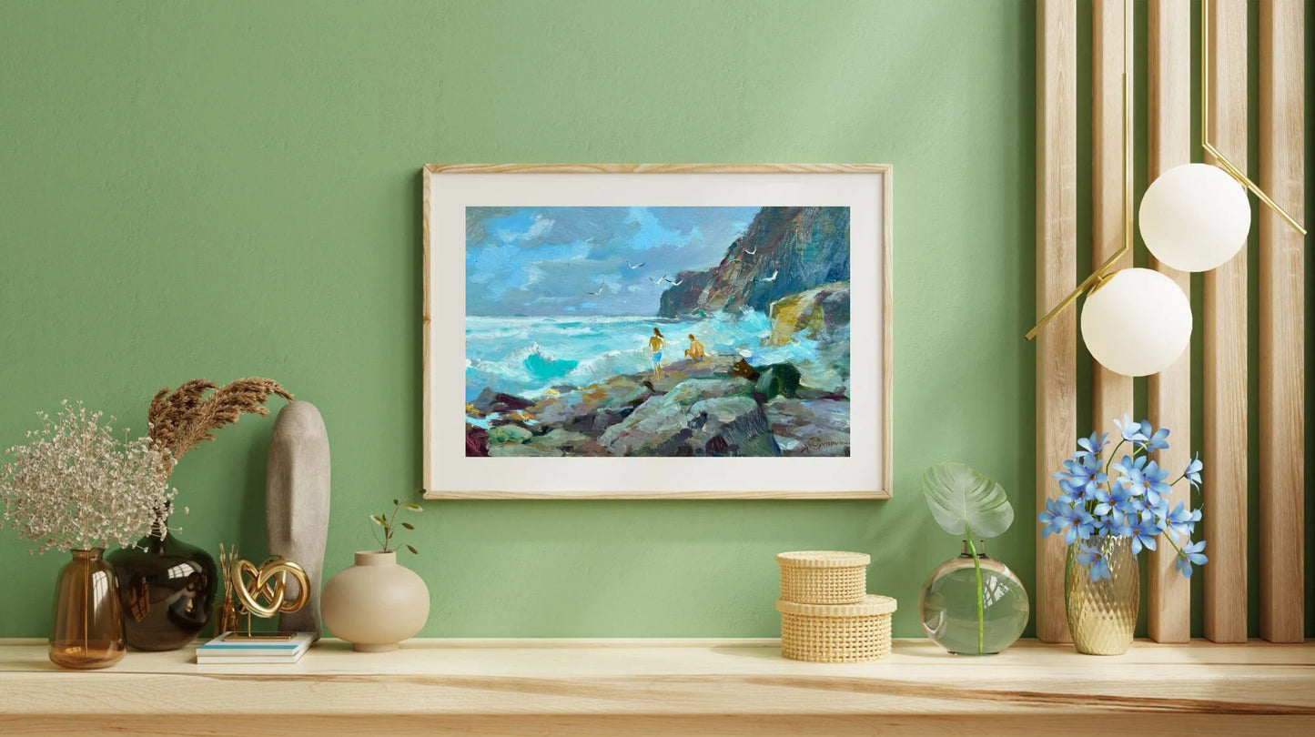 ORIGINAL PAINTING, modern painting, oil painting, impressionism, landscape, seascape, On the seashore,  artist Y. Suprunchuk