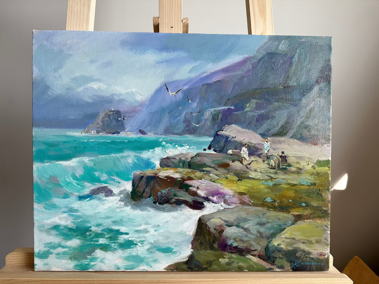 ORIGINAL PAINTING, modern painting, oil painting, impressionism, landscape, seascape, On the seashore,  artist Y. Suprunchuk