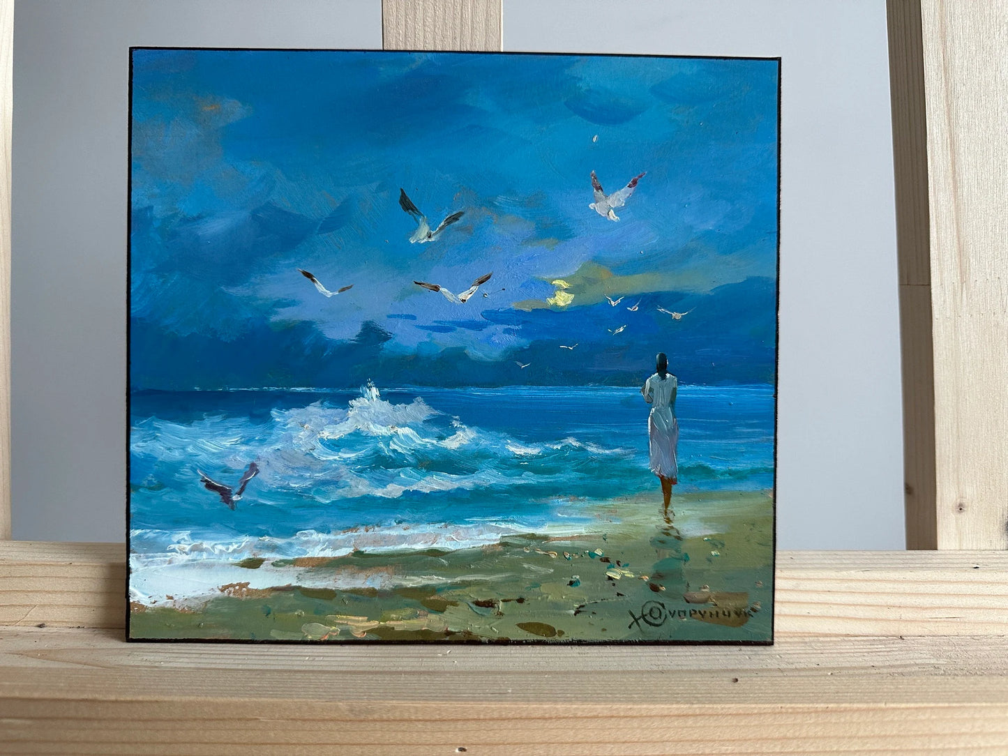 ORIGINAL PAINTING, modern painting, oil painting, impressionism, landscape, seascape, On the seashore,  artist Y. Suprunchuk