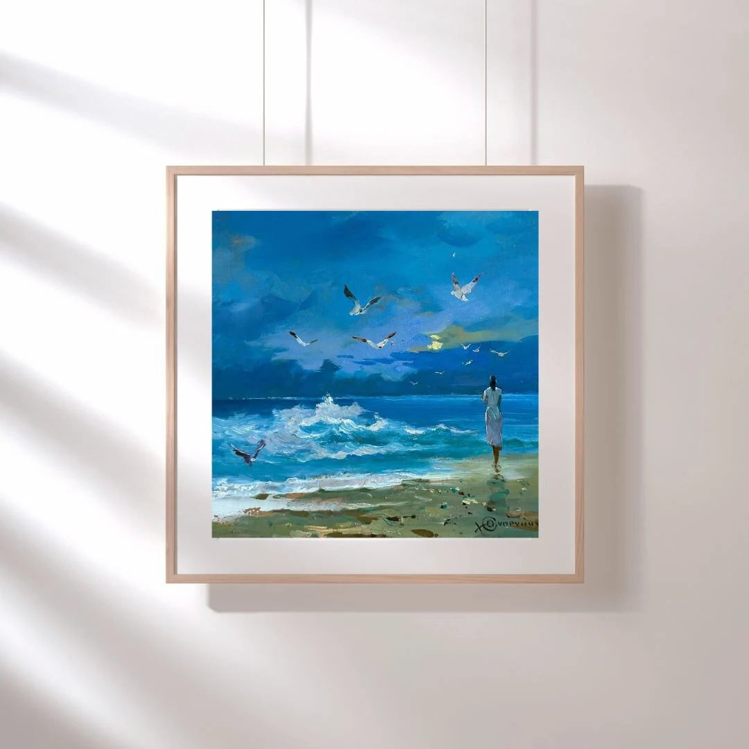 ORIGINAL PAINTING, modern painting, oil painting, impressionism, landscape, seascape, On the seashore,  artist Y. Suprunchuk