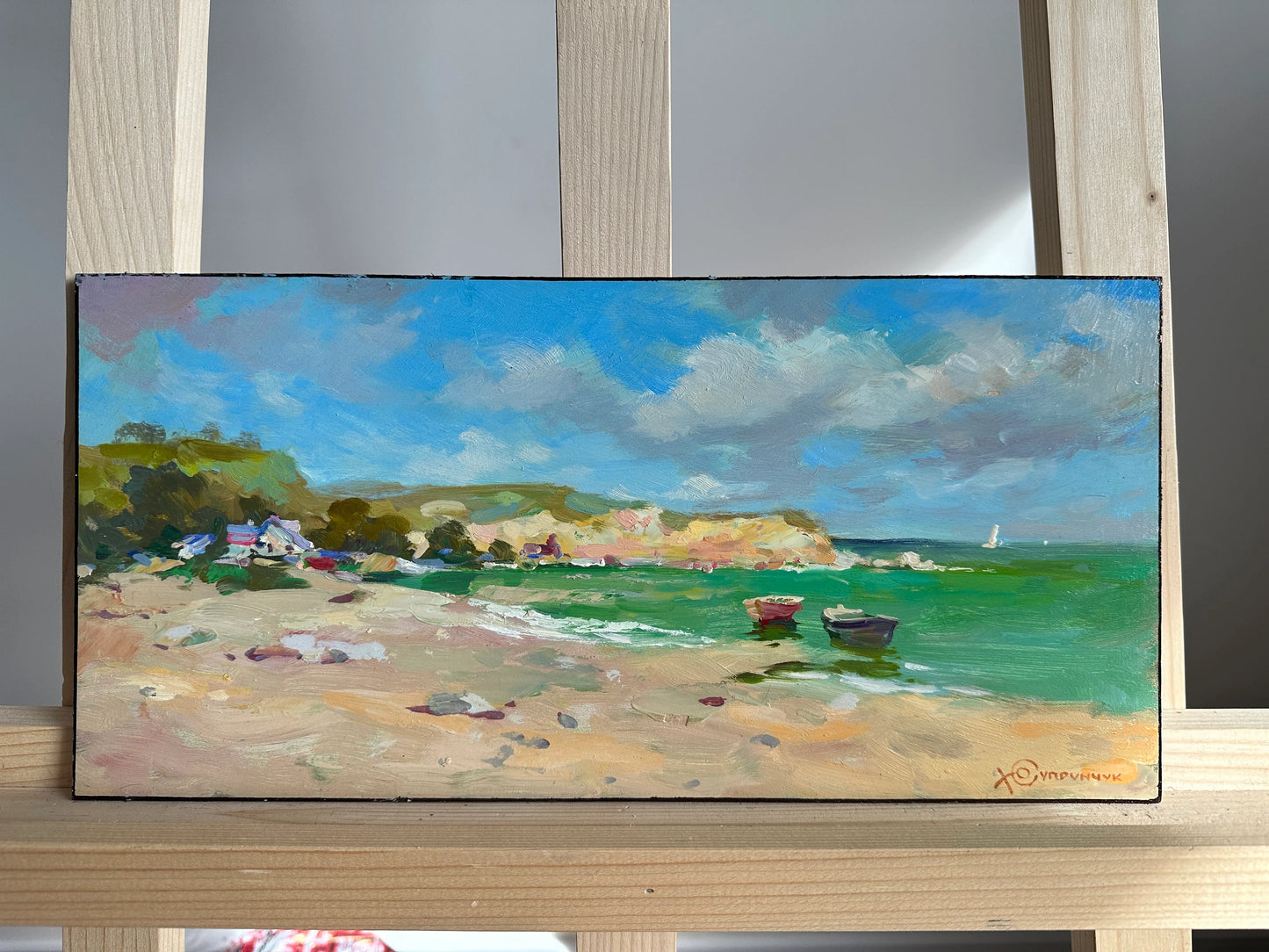 ORIGINAL PAINTING, modern painting, oil painting, impressionism, landscape, seascape, On the seashore,  artist Y. Suprunchuk