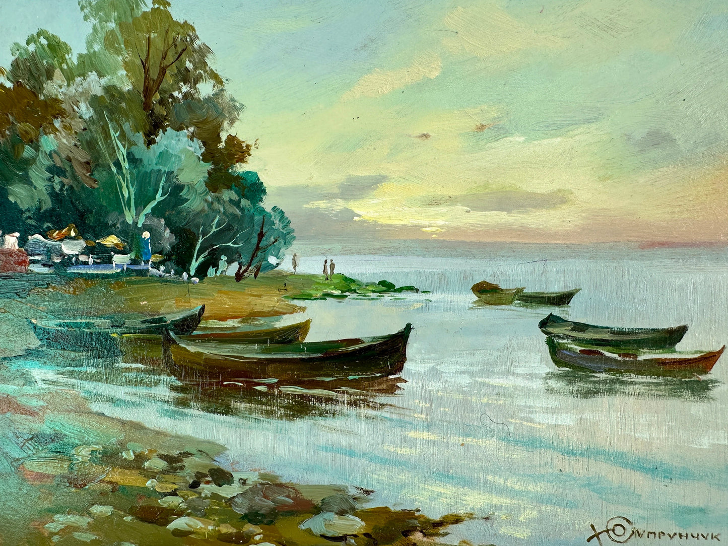 ORIGINAL PAINTING, modern painting, oil painting, impressionism, landscape, seascape, Seashore, Evening,  artist Y. Suprunchuk