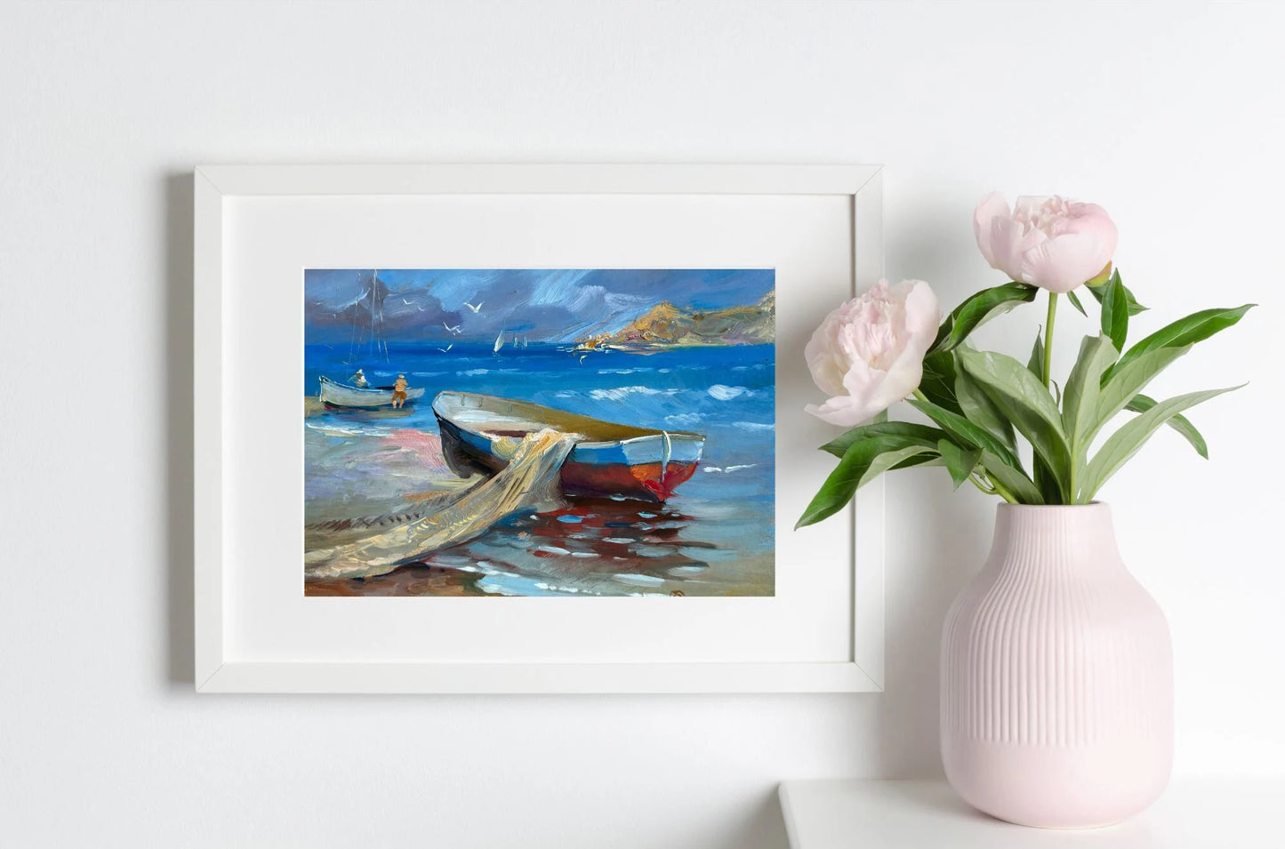 ORIGINAL PAINTING, modern painting, oil painting, impressionism, landscape, seascape, Boat on the seashore,  artist Y. Suprunchuk