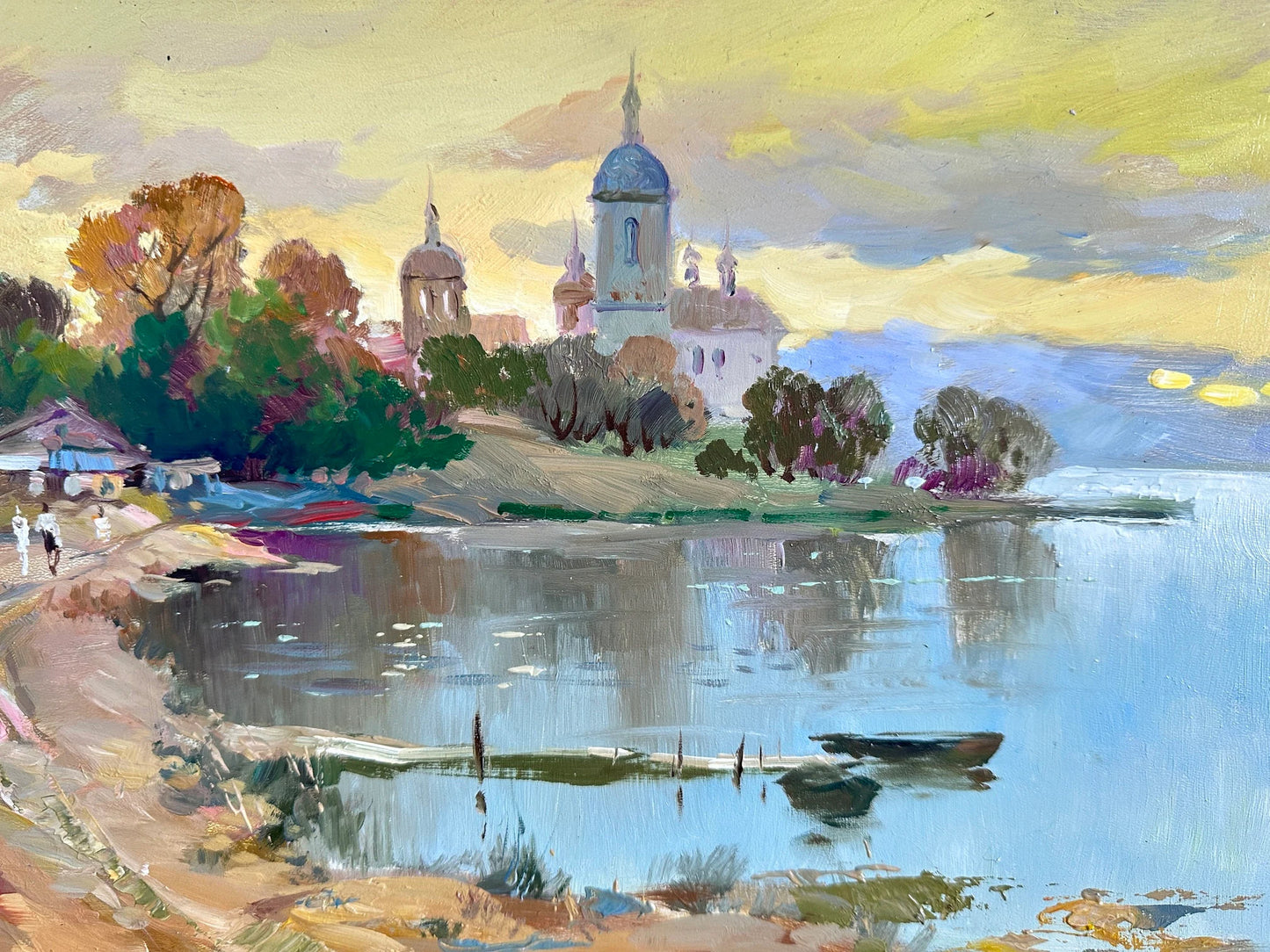 ORIGINAL PAINTING, modern painting, oil painting, impressionism, landscape, Evening in the village, Y. Suprunchuk