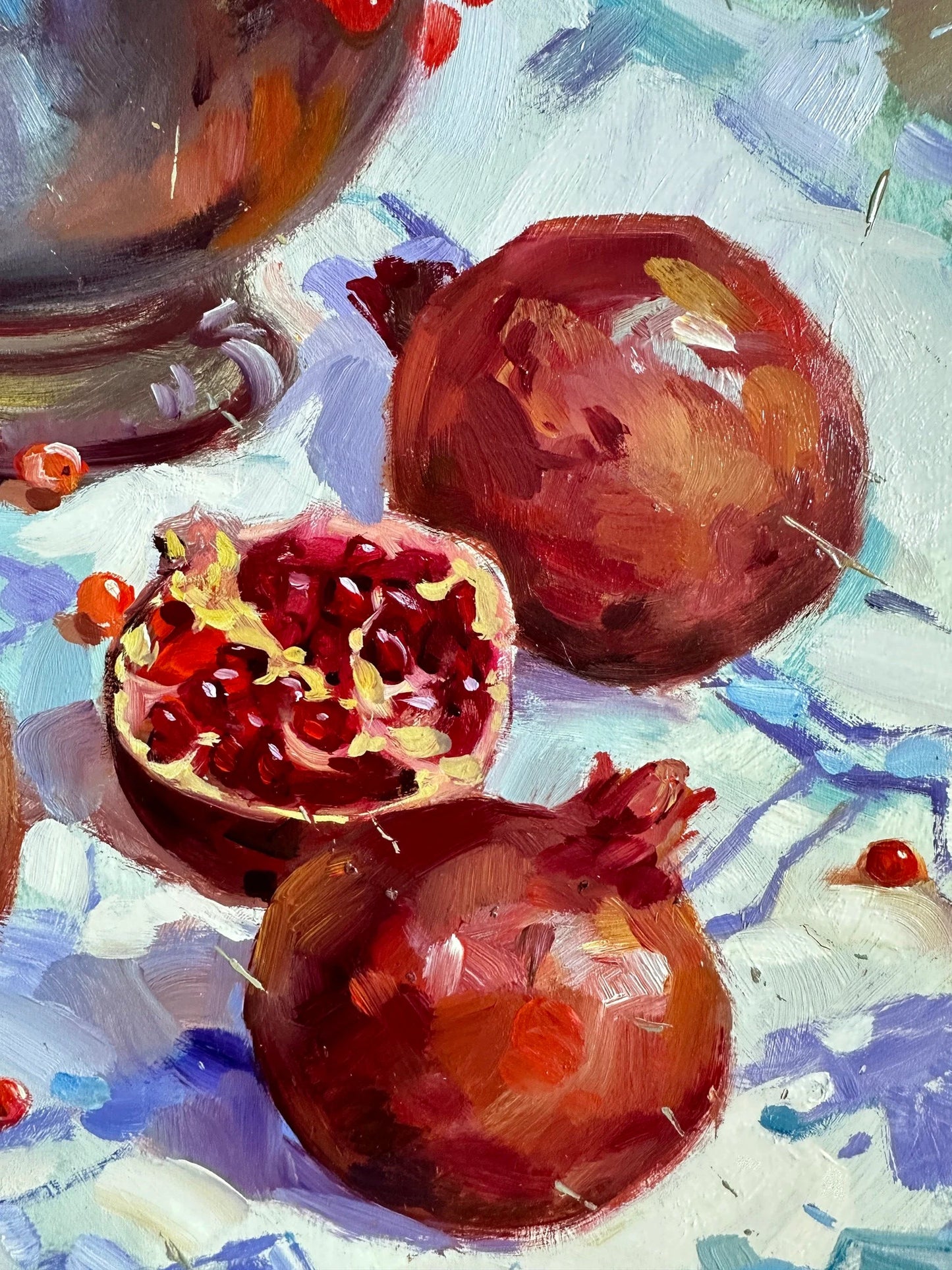 ORIGINAL PAINTING, oil painting, socialist realism, impressionism, rural life, still life, Summer fruits, artist Y. Suprunchuk