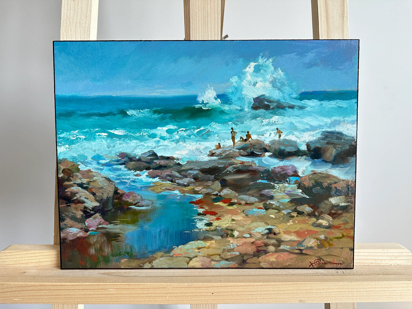 ORIGINAL PAINTING, modern painting, oil painting, impressionism, landscape, seascape, On the seashore,  artist Y. Suprunchuk