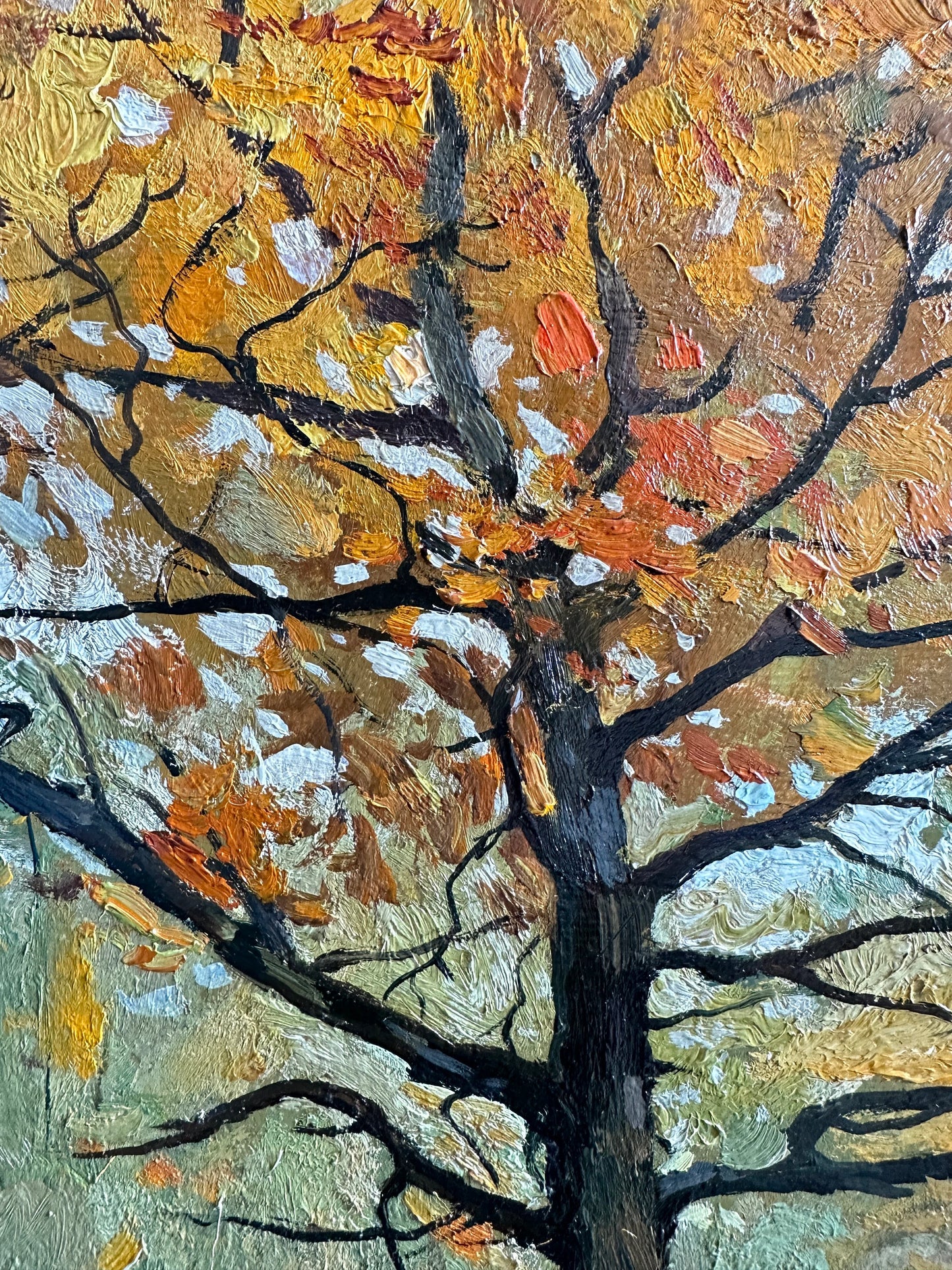 VINTAGE ORIGINAL PAINTING, oil painting, vintage realism, impressionism, landscape, genre, Autumn forest, artist Y. Dubinin