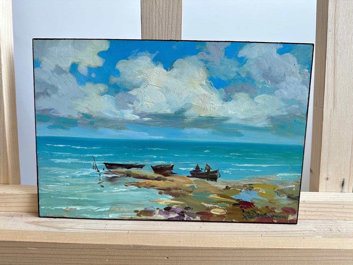 ORIGINAL PAINTING, modern painting, oil painting, impressionism, landscape, seascape, After fishing,  artist Y. Suprunchuk